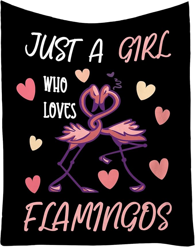 Flamingo Throw Blanket Gifts - 30 x 40 Inches Funny Throws for Kids - Black Soft Fuzzy Plush Blankets for Couch