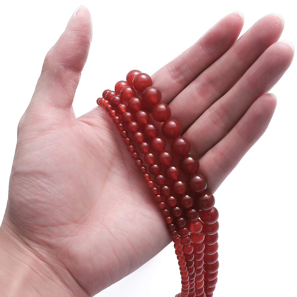 BEADIA Natural Red Agate Stone Round Loose Semi Gemstone Beads for Jewelry Making 10MM 38PCS