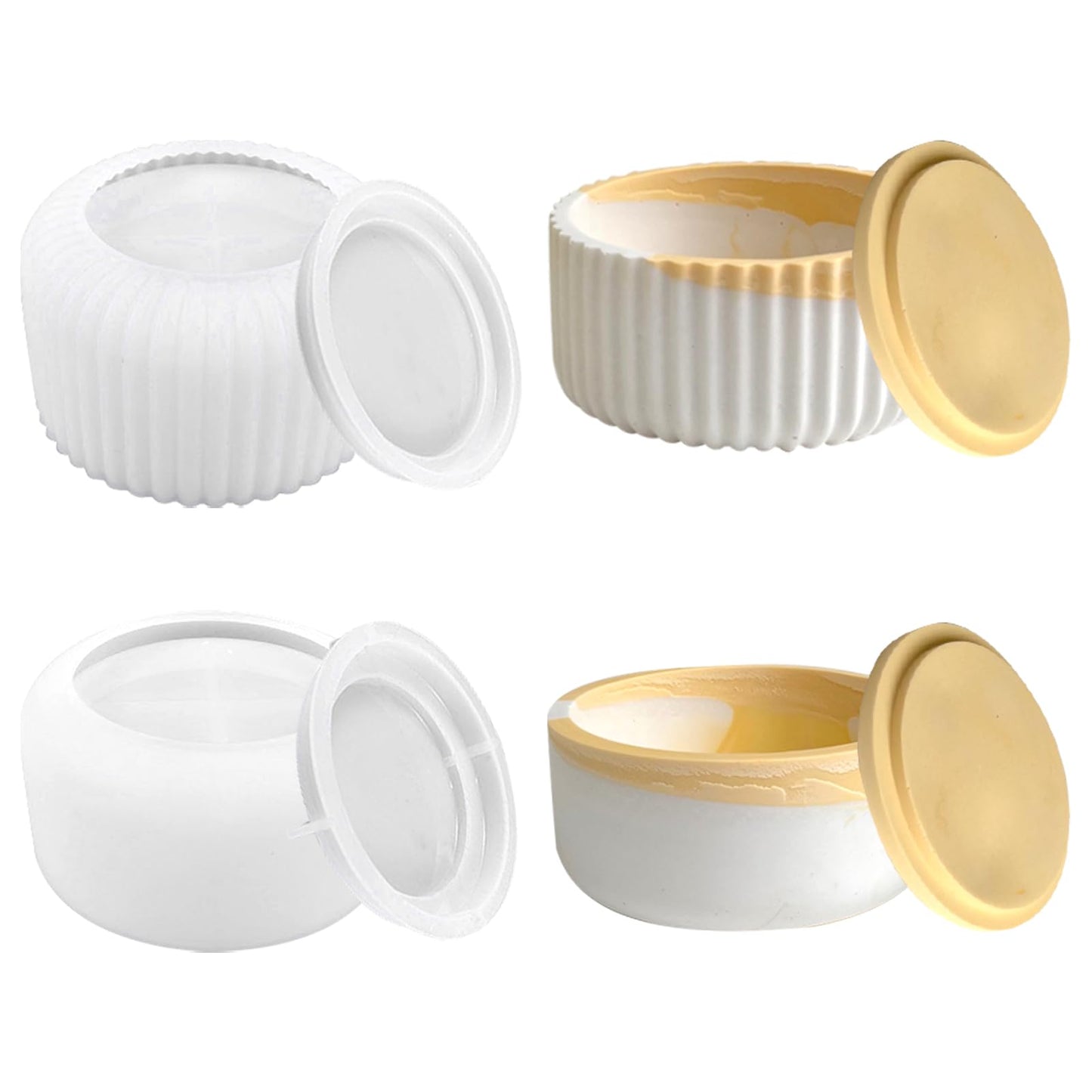 2PCS Storage Box with Lids Candle Jar Molds Set, Tea Light Candle Holder Silicone Molds for Resin, Round Shape Tealight Candle Molds for Epoxy Casting DIY Projects