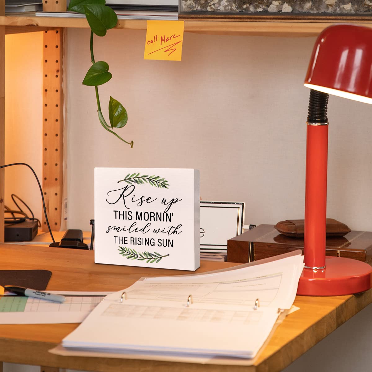 Wooden Box Sign Decor - Inspirational Quotes Desk Decor Motivational Decorations for Women, Men, Students, Office, Classroom, School