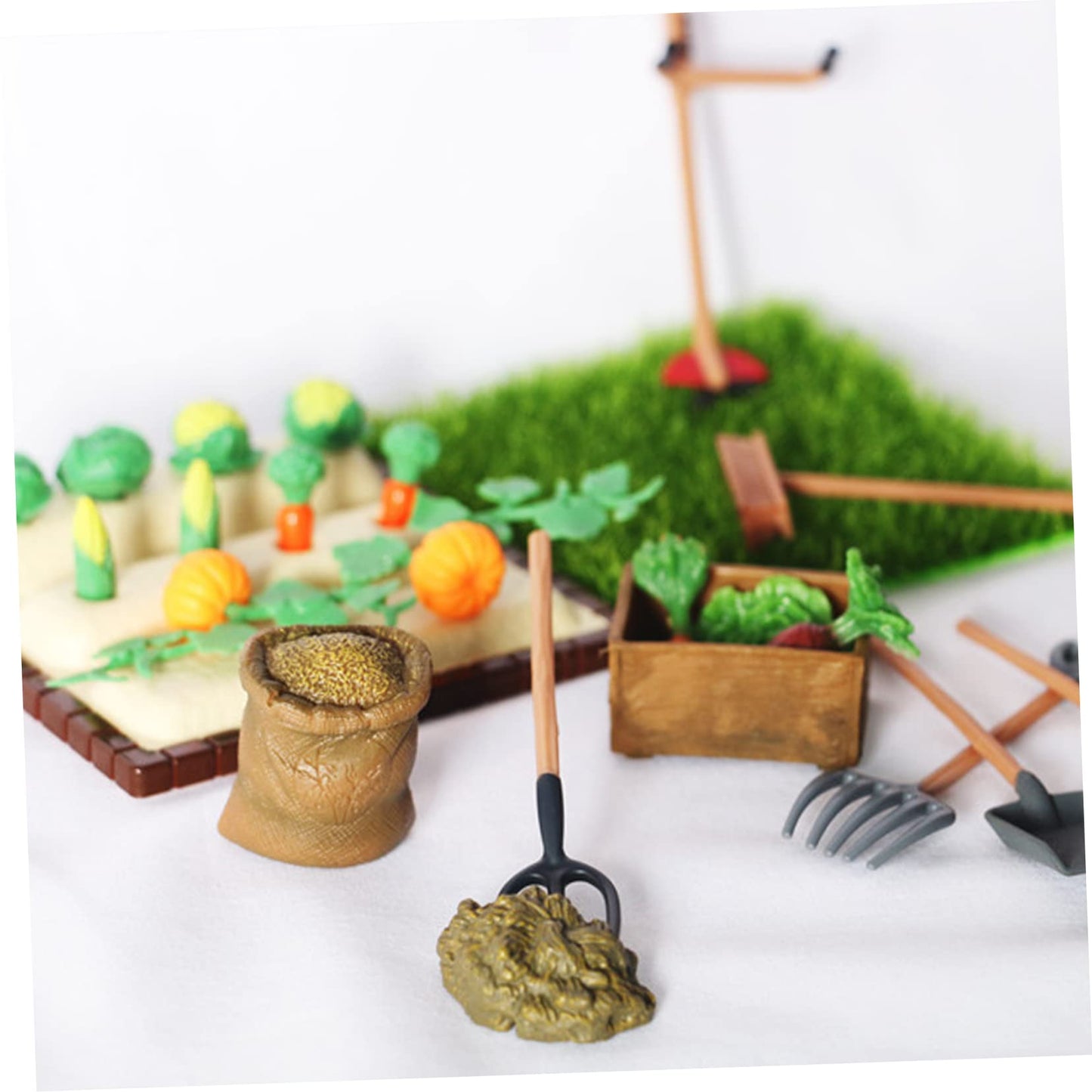 DOITOOL 1 Set Mini Rake Farm Model Kit Miniature Vegetable Figurines Resin Mini Farm Tool Models Micro Landscape Miniature Dollhouse Accessories
