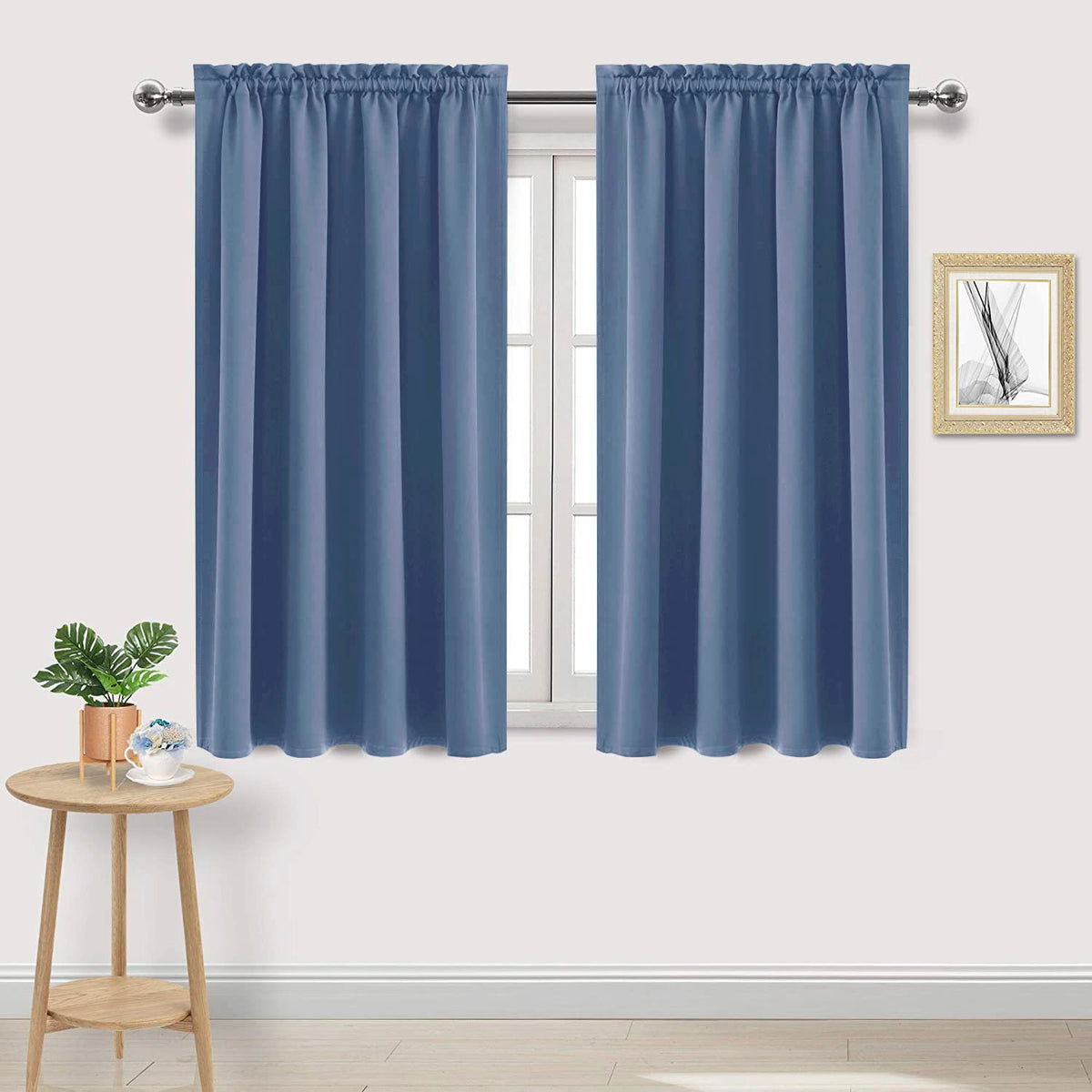 Blackout Curtains for Bedroom 52 x 54 Inch Long Dusty Blue 2 Panels (2 Count)