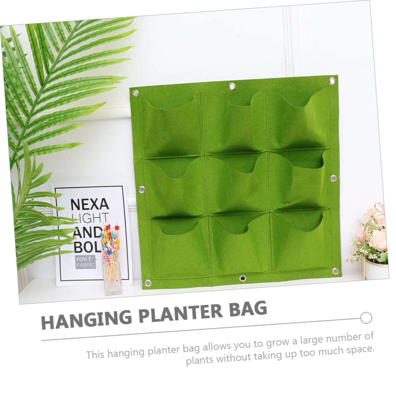 VINTORKY Vertical Hanging Wall Planter with with 9 Pockets Wall Mounted Felt Planters for Flowers Herbs and Succulents Space Saving
