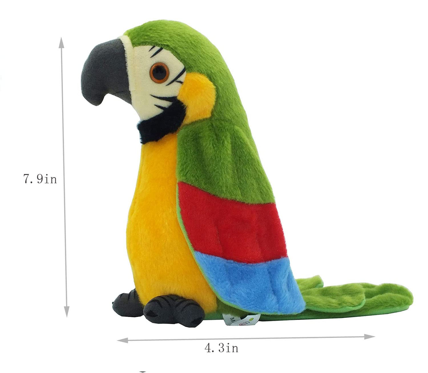 Talking Parrot, Repeats What You Say Plush Animal Toy Electronic Parrot for Boys, Girls Gift