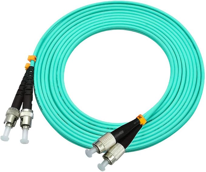 Jeirdus 100 Meters 328ft FC to ST Duplex 50/125 10G OM3 Multi-Mode Fiber Optic Cable Jumper Optical Patch Cord FC-ST