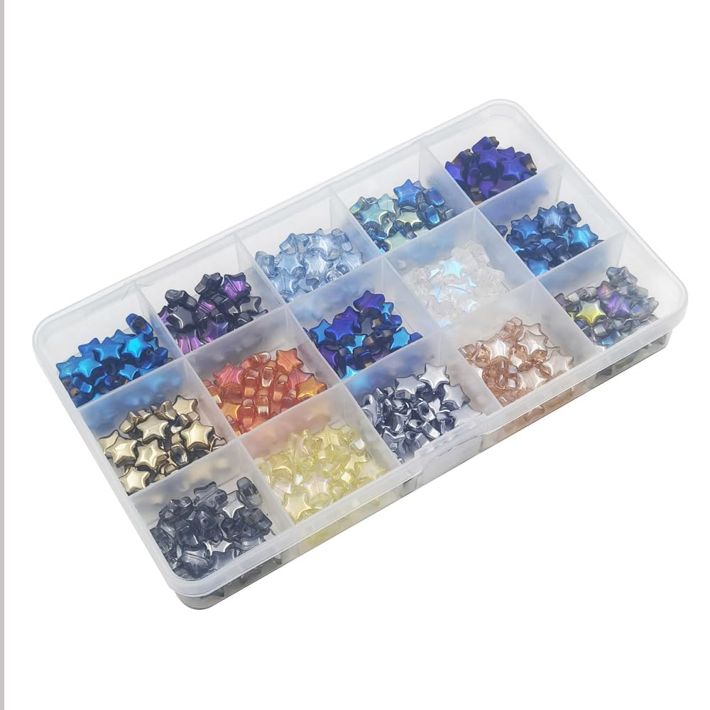 INSPIRELLE 10mm Star Beads 300pcs Electroplated Crystal Glass Spacer Beads for Jewelry Bracelet Necklace Making