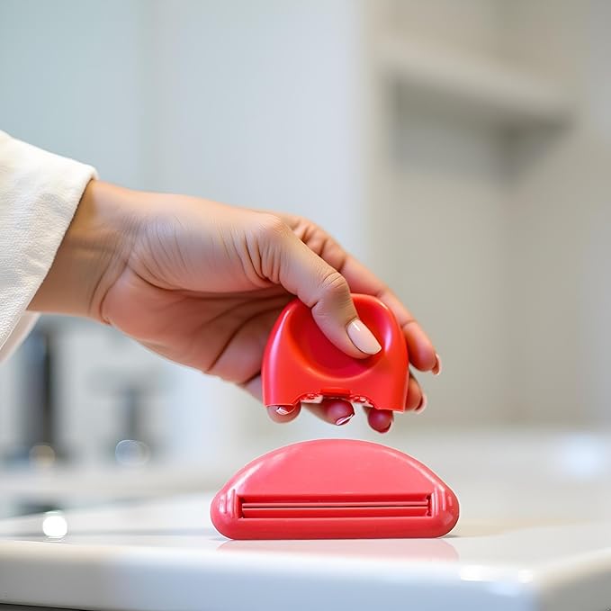 Toothpaste Tube Squeezer,Plastic Toothpaste Tube Squeezer Dispenser,Toothpaste Clips for Saving Toothpaste,Simple and Practical,Mobility and Daily Living Aids (Red)