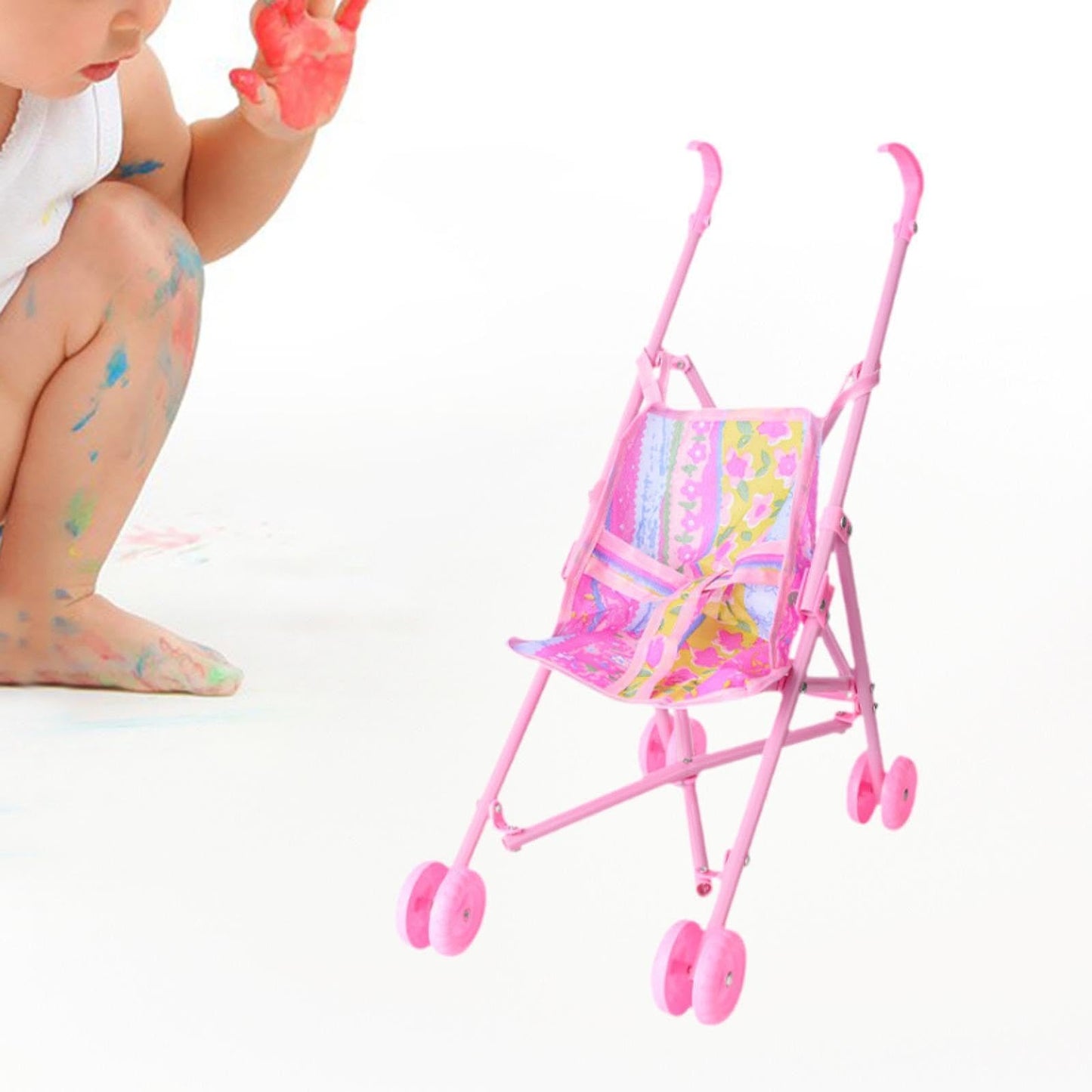 Baby Doll Stroller Toy, 36 cm (14.2 inch) Push Cart for Girls Pretend Play, PP & Cloth Stroller for Learning Activities Role Play Game