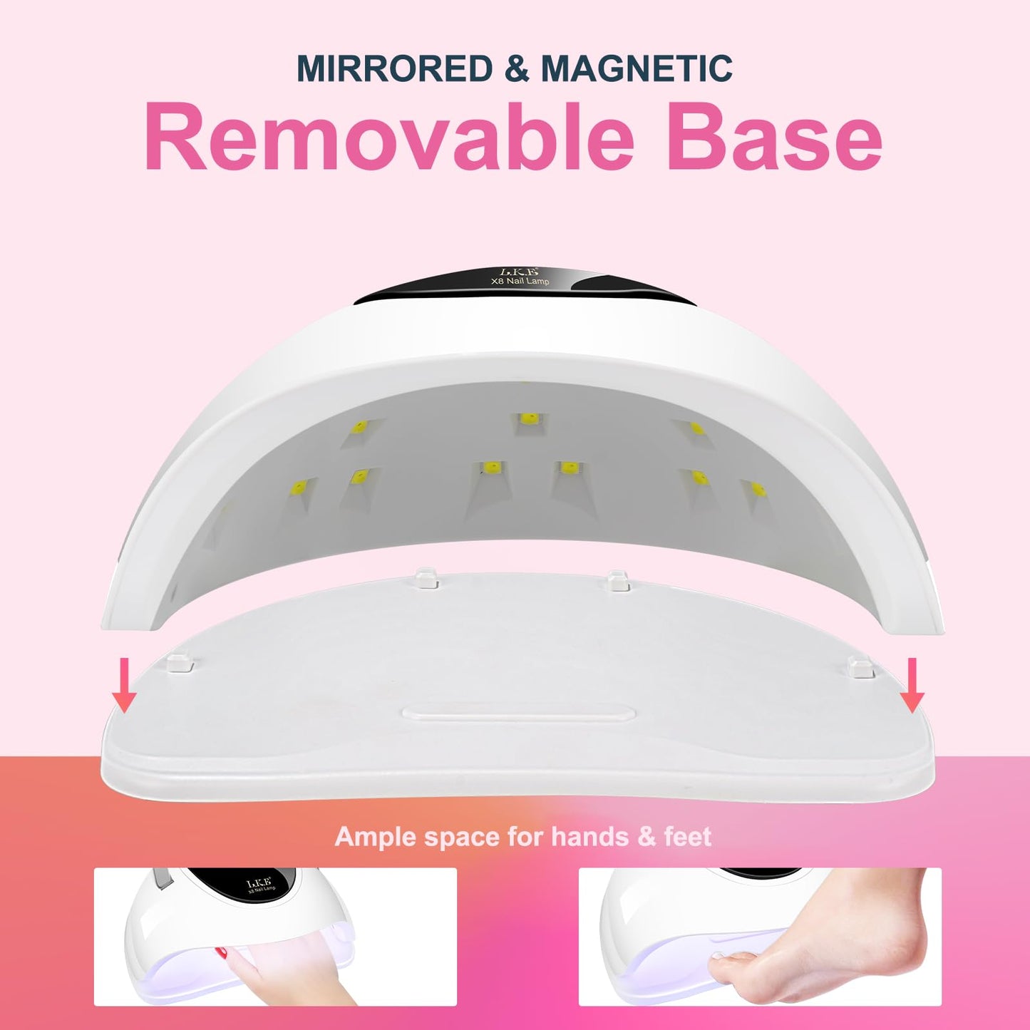 LKE LED Nail Lamp, UV Light for Gel Nails 150W Gel Nail Light with 4 Timer, 24Pcs Lamp Beads and Auto Sensor, Professional LED Nail Dryer for Home Salon Nail Art Tools