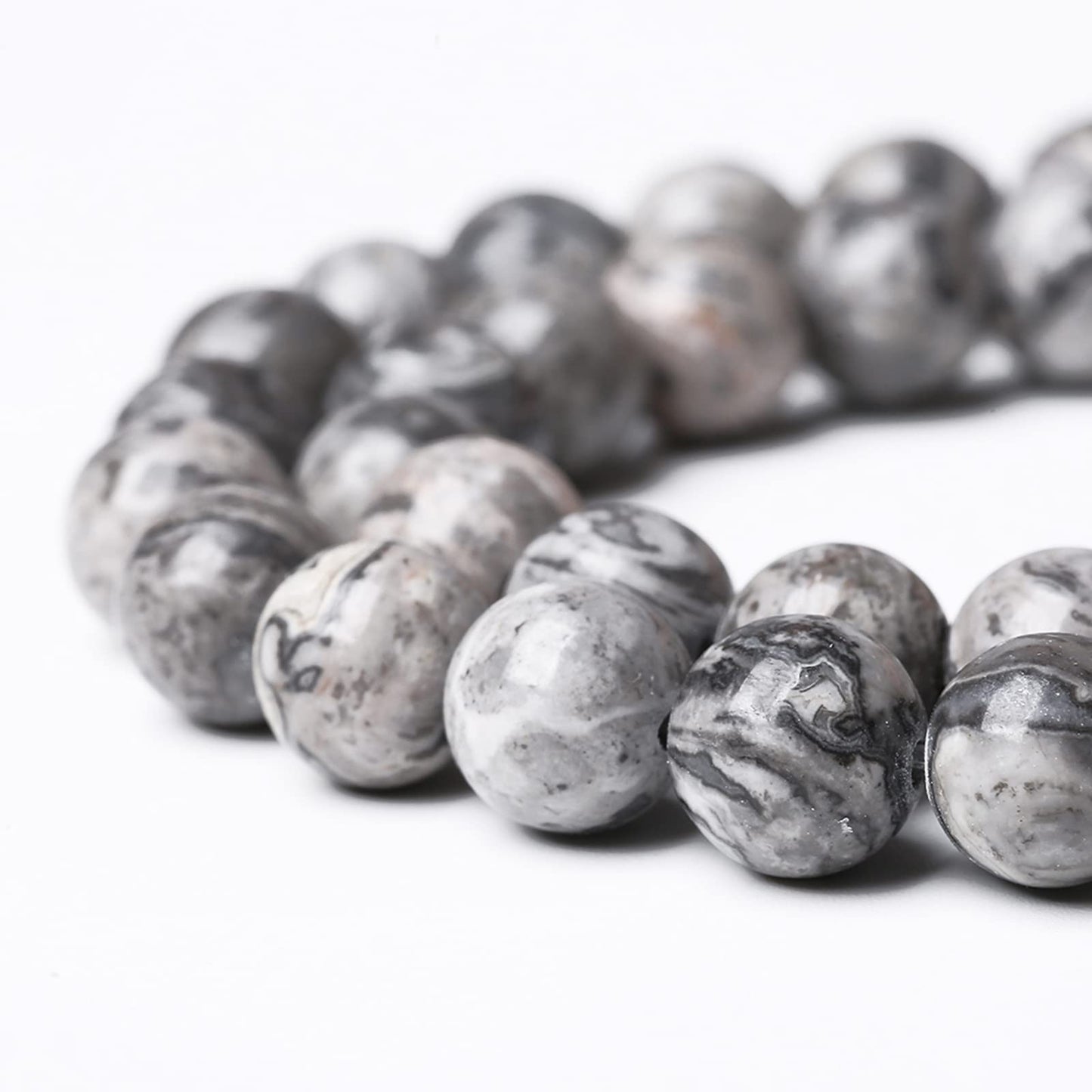 A+ Natural Map Jasper Gemstone Beads Gray Energy Stone Healing Power for Jewelry Making DIY Bracelet 8mm 45pcs