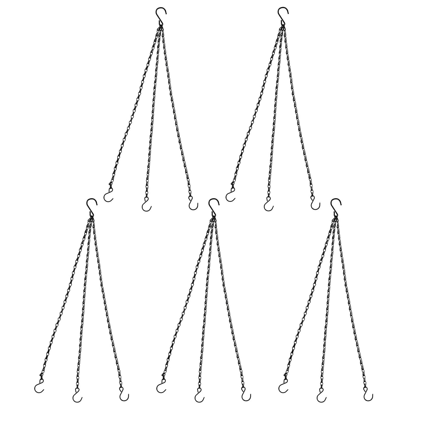 Sersberg Hanging Basket Chain,22 Inch Black Hanging Chain,Chain for Hanging Plants with Hooks for Bird Feeder Hanging Planter Porch Wind Chime (Black, 22 Inch-5PCS)