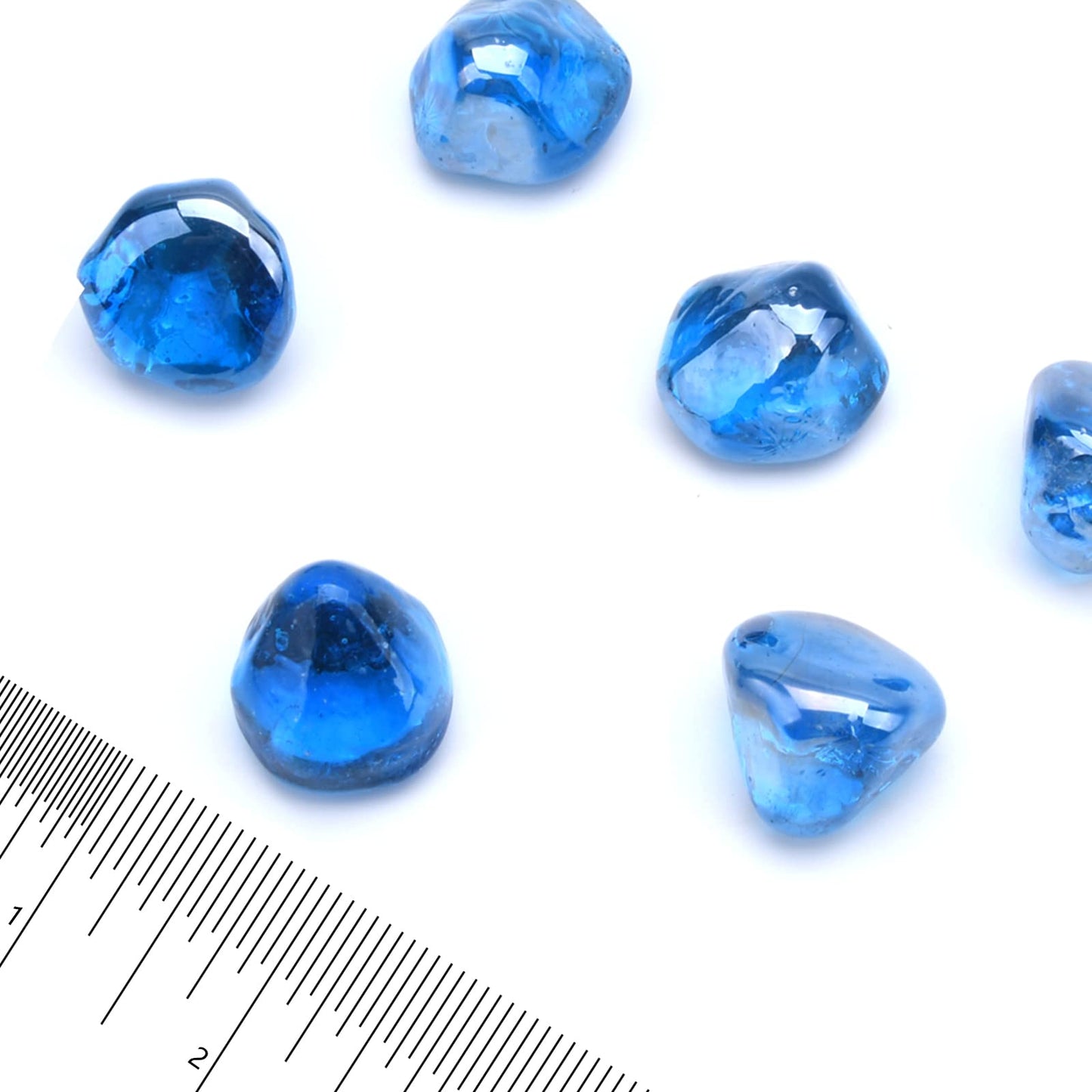 GasSaf 10-Pound 1 inch Diamonds Fire Glass for Gas or Propane Fire Pit Fireplace & Landscaping (Caribbean Blue Luster)