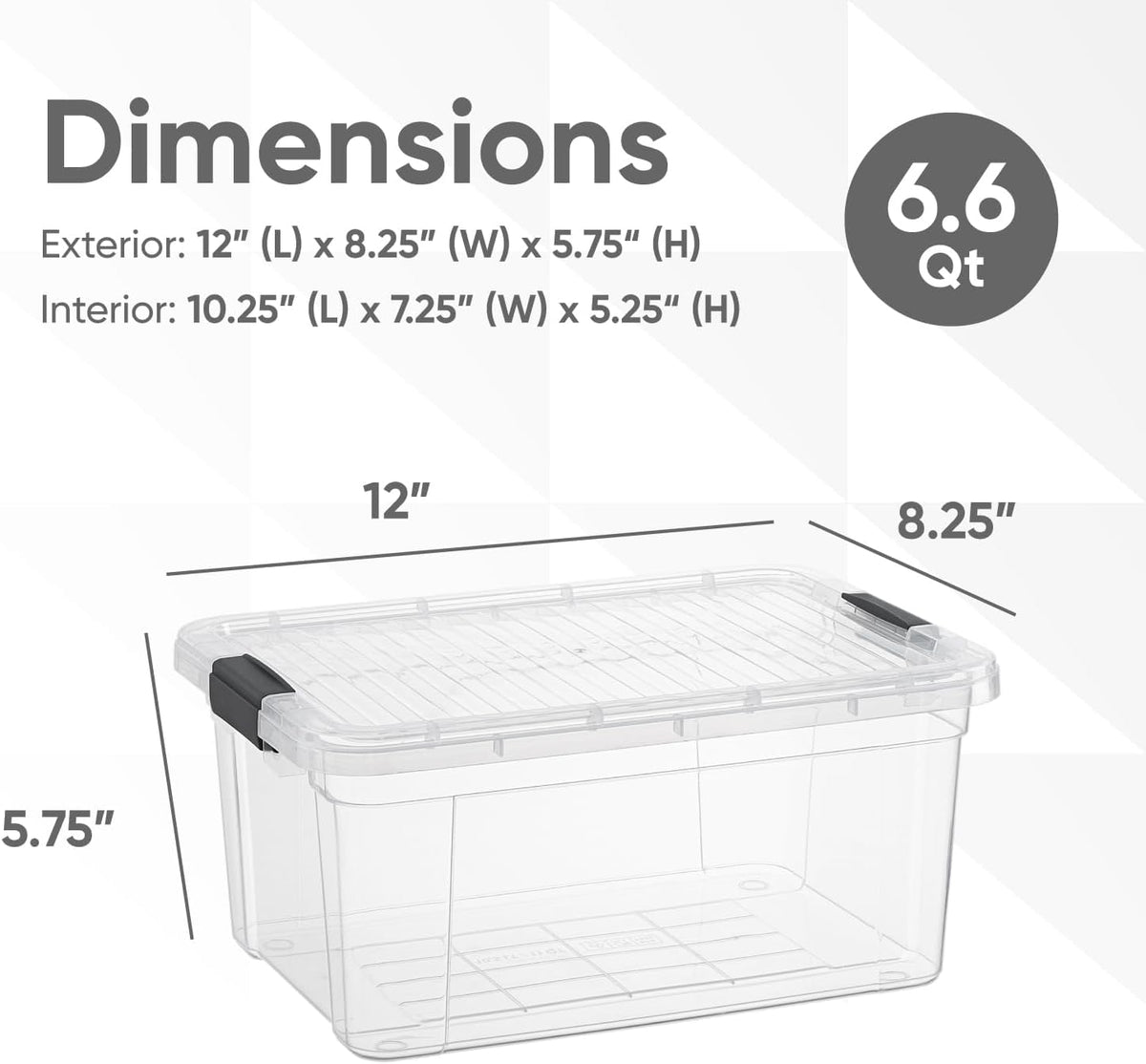 6.6 Quart Clear Plastic Storage Boxes with Lids (6 Count)