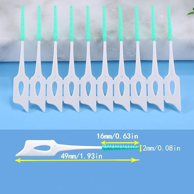 300 Pieces Dual-Use Interdental Brushes Soft Silicone, Disposable Dental Picks,Premium Dental Floss Picks for Effective Teeth Cleaning(Red)