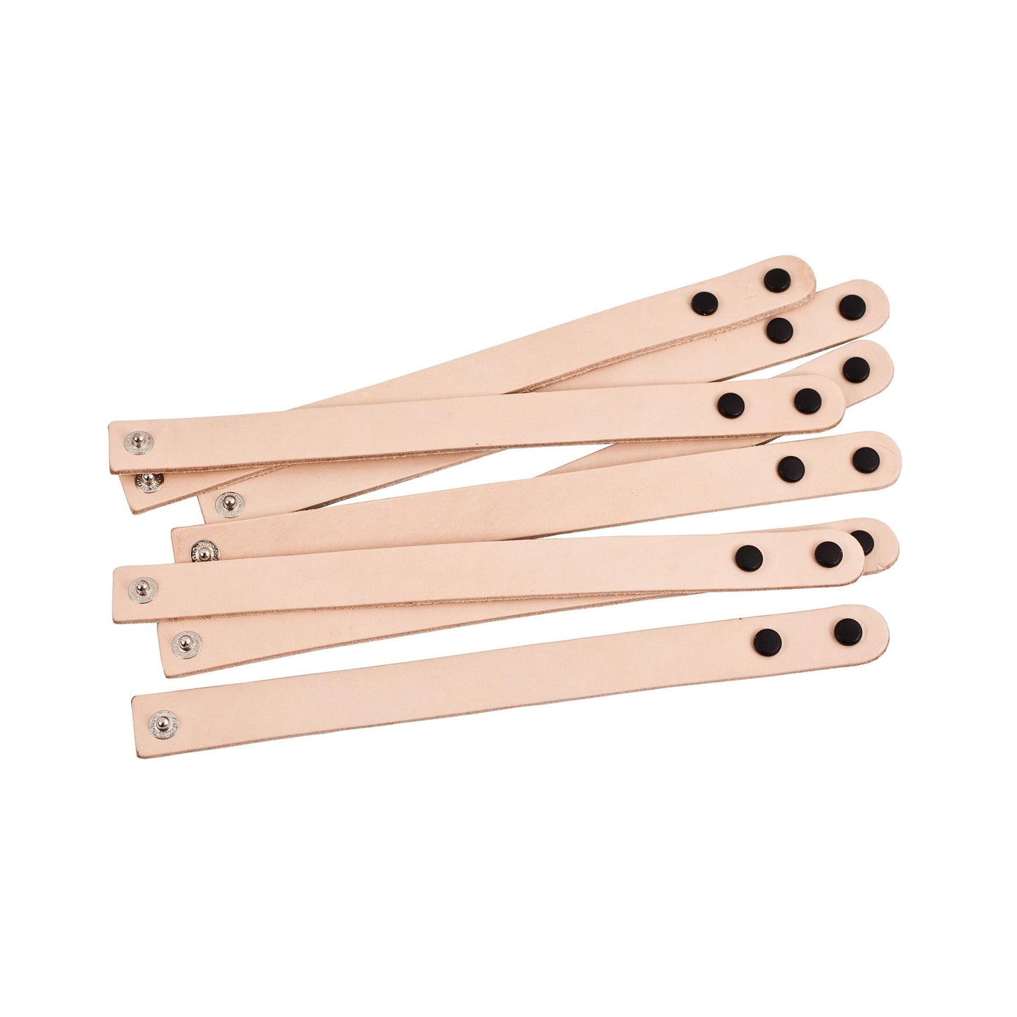 Realeather C4140-08 Narrow Leather Wristbands with Snap Closure, 7.5” to 8.5” L X .75" W, Natural, 8-Pack