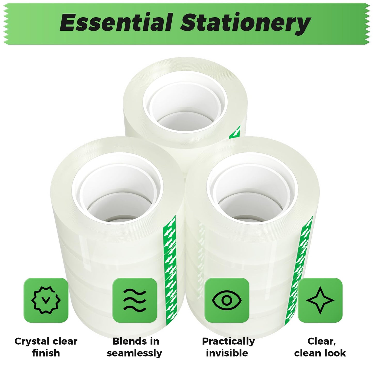 SWRT Tape, 24 Rolls Clear Tape Refills for Dispenser, Transparent Tape, 3/4 in x 800 in Tape Rolls, Strong Adhesive Tape for Gift Wrapping, Home, School & Office Tape