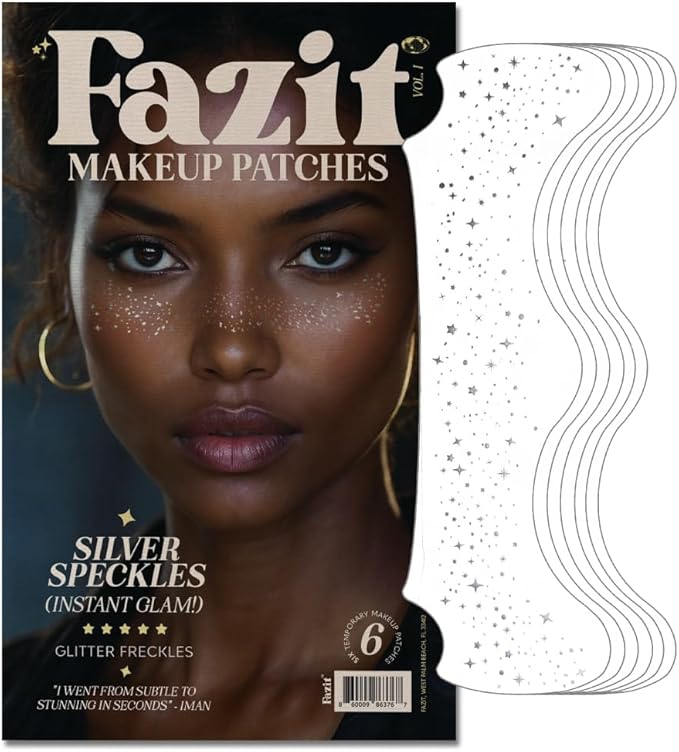 Fazit Makeup Patches - Silver Speckles - Glow Up Make-Up Patches - Cute Glitter Makeup Accessories for Women - Cosmetic Glitter for Face