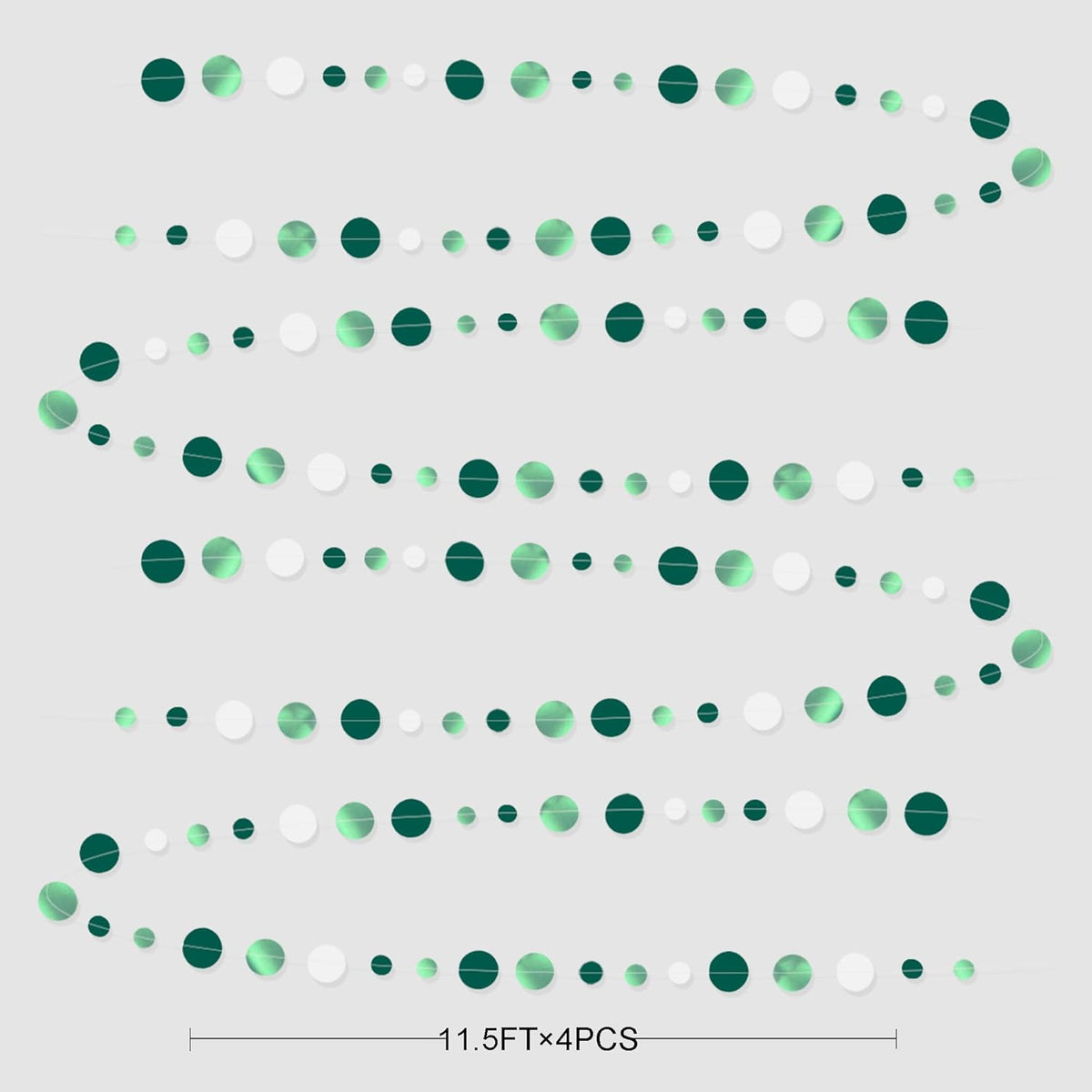 46 Ft Sage Green Party Decorations Metallic Sage Green White Polka Dots Garlands Hanging Paper Circle Dots Streamer for Birthday Baby Shower Engagement Graduation Wedding Party Decorations Supplies