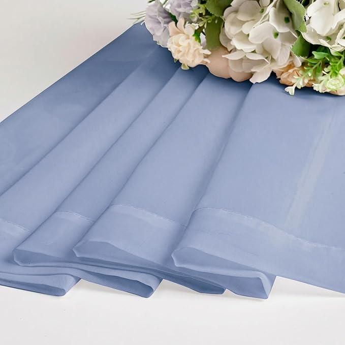 Chyhomenyc Sheer Curtains 63 Inch Length 2 Panels Set - Light Filtering Rod Pocket Window Curtain Treatment Drapes for Bedroom Living Room, 42Wx63L Inch, Denim Blue