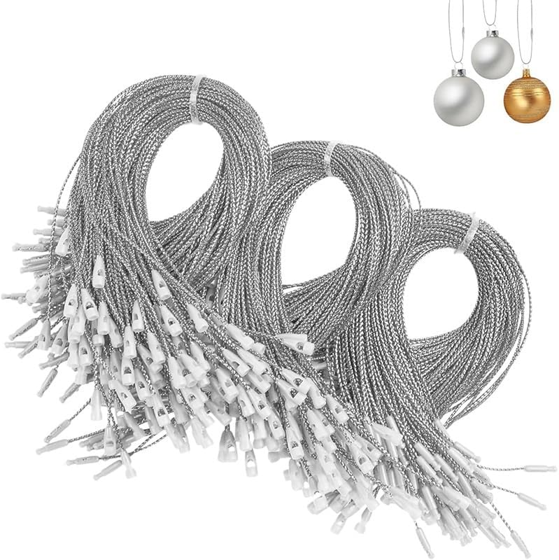 200pcs Christmas Ornaments String Hanger 7.8" Ornaments Hooks for Christmas Tree Ribbon Hanger Strings Decorations with Snap Fastener(Red)