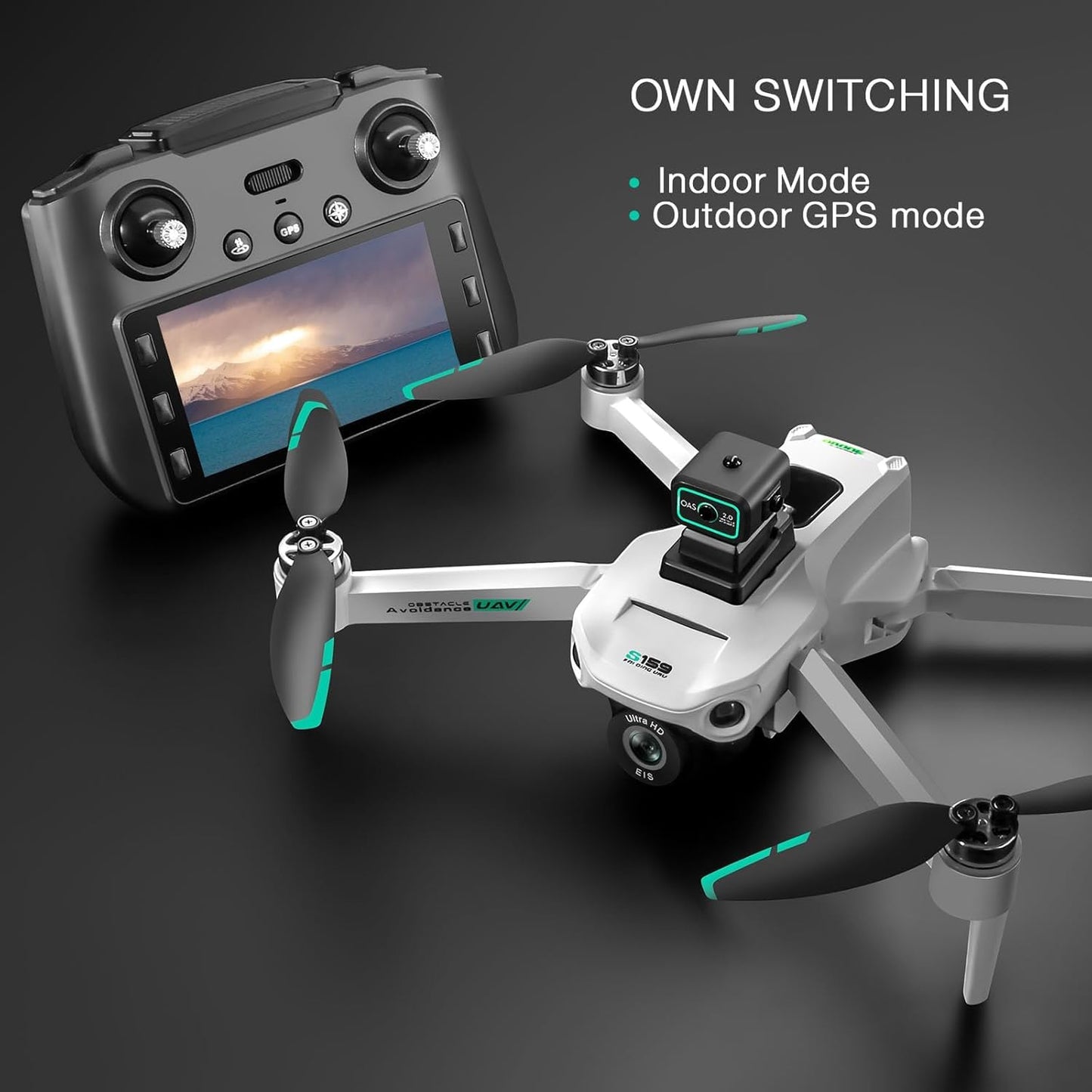 Drone with Camera 4k, GPS HD Drones for Adults, Remote Controller with Screen, Obstacle Avoidance, Brushless Motor FPV, 5G Transmission, 2 Battery, Professional