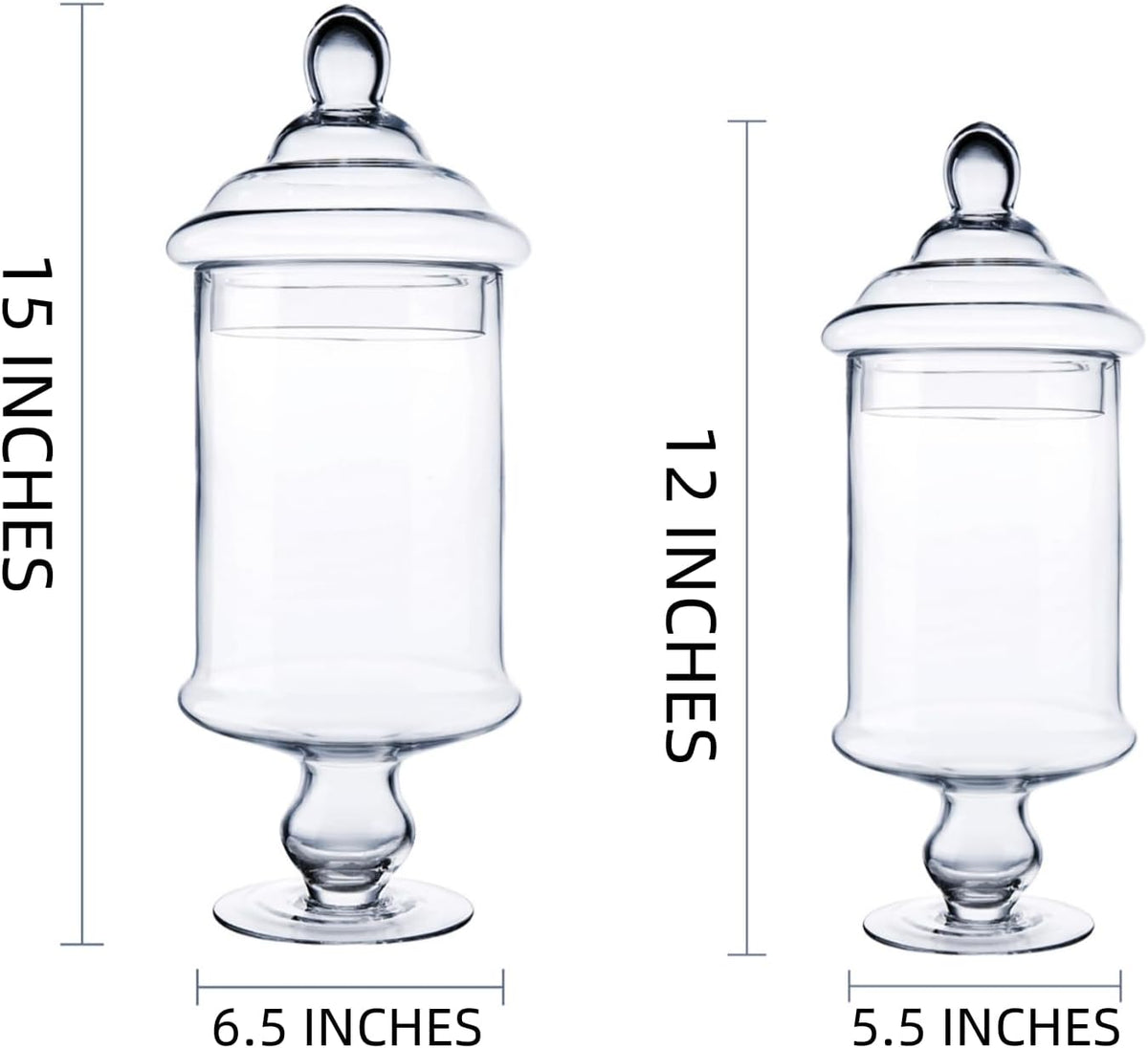 Diamond Star Clear Glass Apothecary Jar Decorative Candy Buffet Jars Elegant Glass Storage Containers (Height: 12" Body: 6")