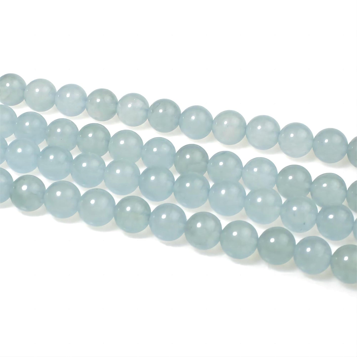 MJDCB Stone Beads 8mm 43pcs Round Grey Blue Jade Loose Gemstone Bead Charms for Jewelry Making Bracelet Necklace Earring Pendant