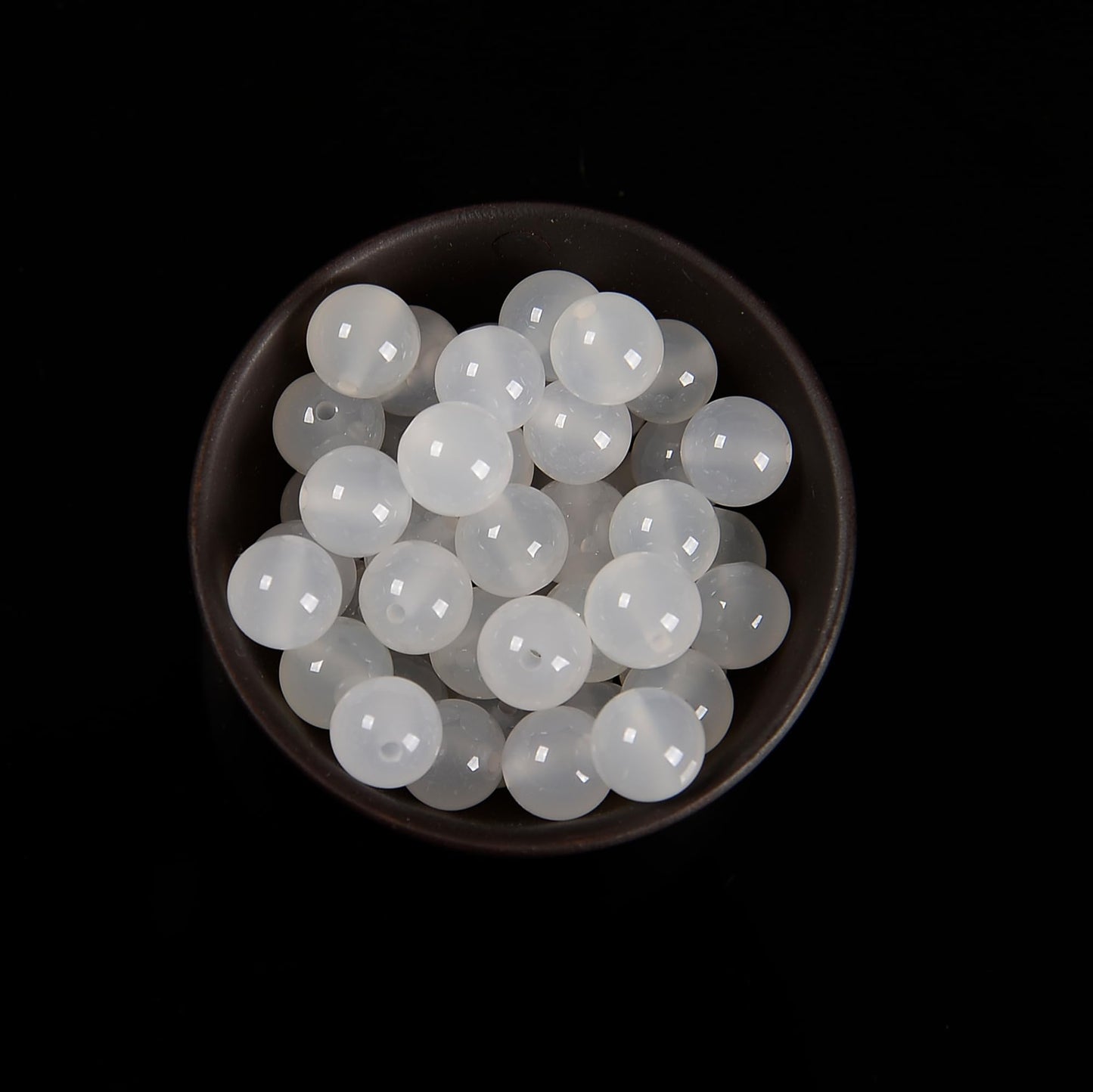 48Pcs 8mm White Agate Natural Faceted Round Loose Real Stone Beads Gemstone Genuine for DIY Hand Made Craft Jewelry Bracelet Earring Necklace String Making Energy Healing Power