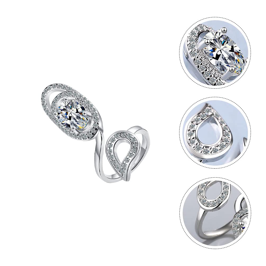 Holibanna Adjustable Open Fingernail Ring Rhinestone Nail Decorative Jewelry for Women Fingertip Nail Ring Party Hand Accessories