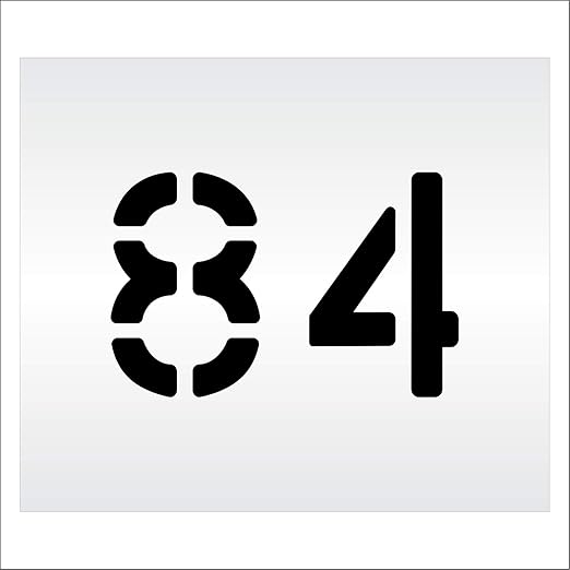 Pavement, Curb, and WheelStop Stencils - 6 inch Double Number Stencil - (84) - 6" x 9" x 1/16" (63 mil) - Light-Duty