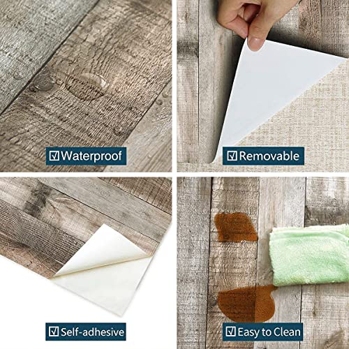 Livebor Light Gray Wood Contact Paper Peel and Stick Wallpaper 17.7”x 196.8” Wood Wallpaper Peel and Stick Shiplap Contact Paper Wood Plank Self Adhesive Wallpaper Distressed Wood Wall Paper - color: Light Gray, size: 17.7" x 196.8"