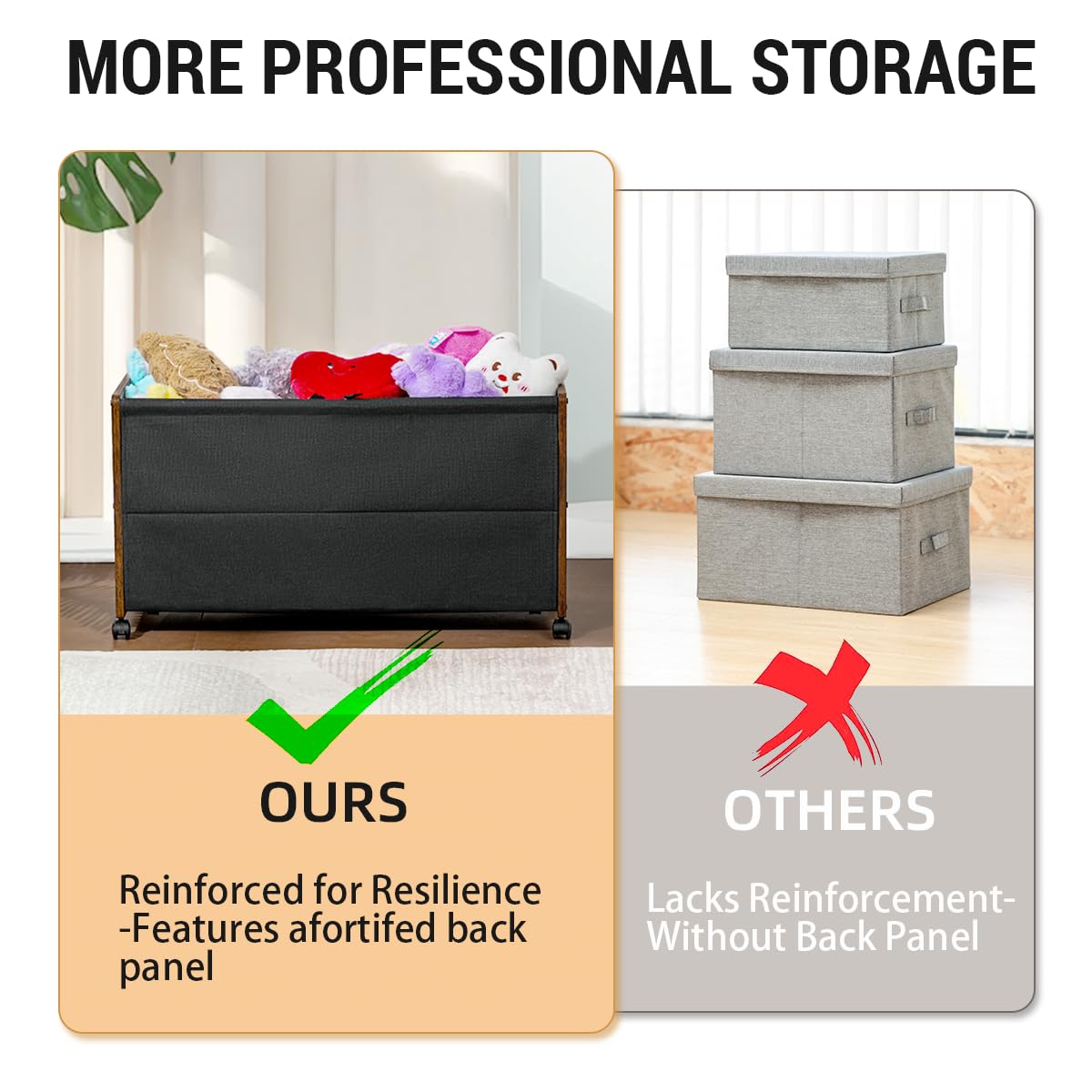 FOUCSSOMEI Toy Box, Toy Storage Organizer, Toy Box for Boys Girls, Wooden Kids Storage, Patented Design
