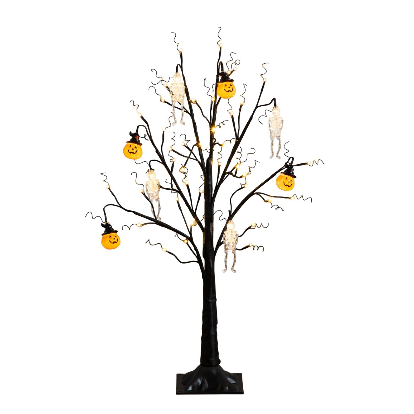 Nearly Natural 3ft Pre-Lit Halloween Pumpkins Skulls Ornament Tree with 48 Warm White LED Lights