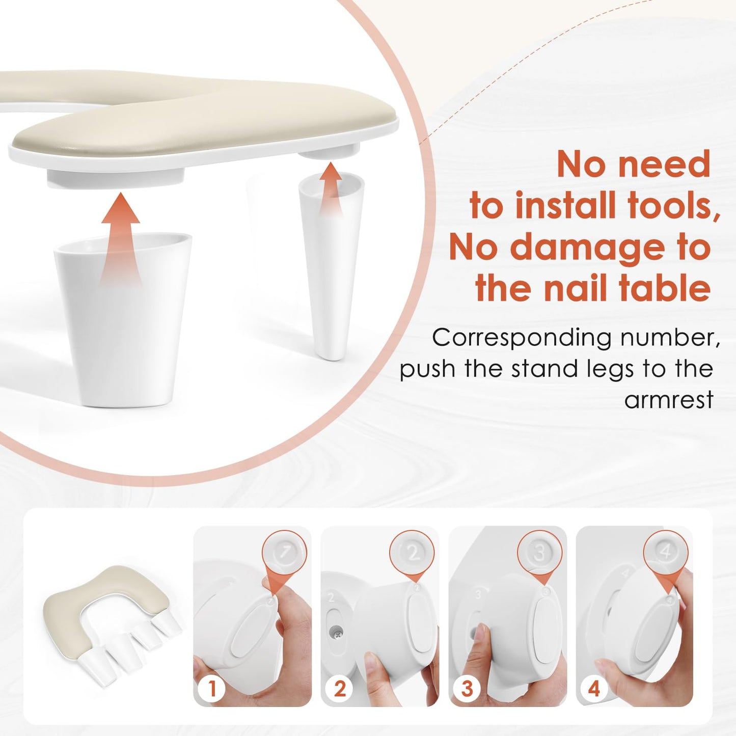 Arm Rest for Nails Tech - U-shaped Manicure Nail Hand Rest Pillow Cushion, Big Microfiber Leather Nail Arm Rest Stand for Acrylic Nail Art Tech (Beige)