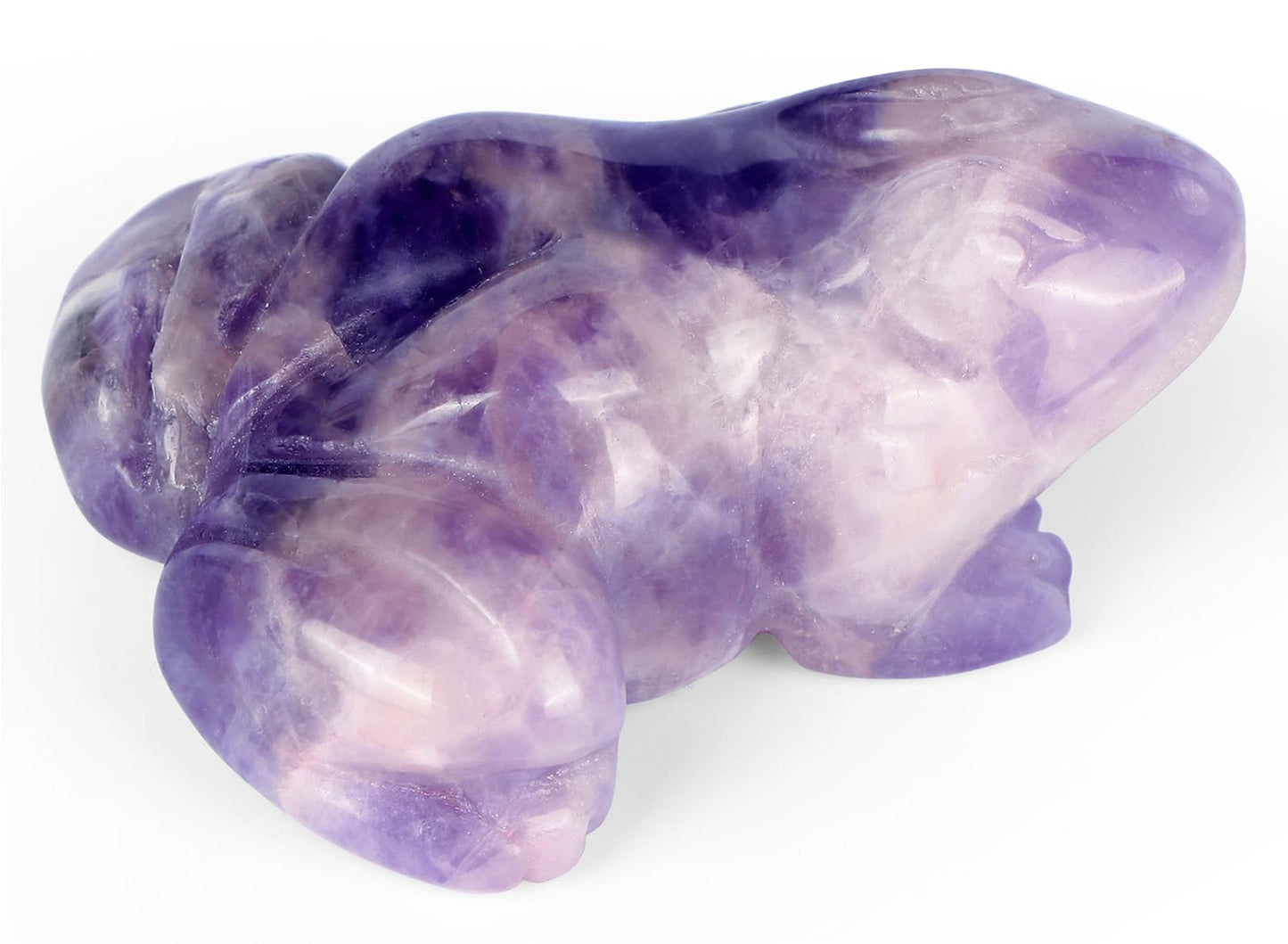SMQ 2 inch Natural Amethyst Frog Figurine, Hand Carved Crystal Statue Decoration, Healing Stone Crystal Animal Statue with Gift Box