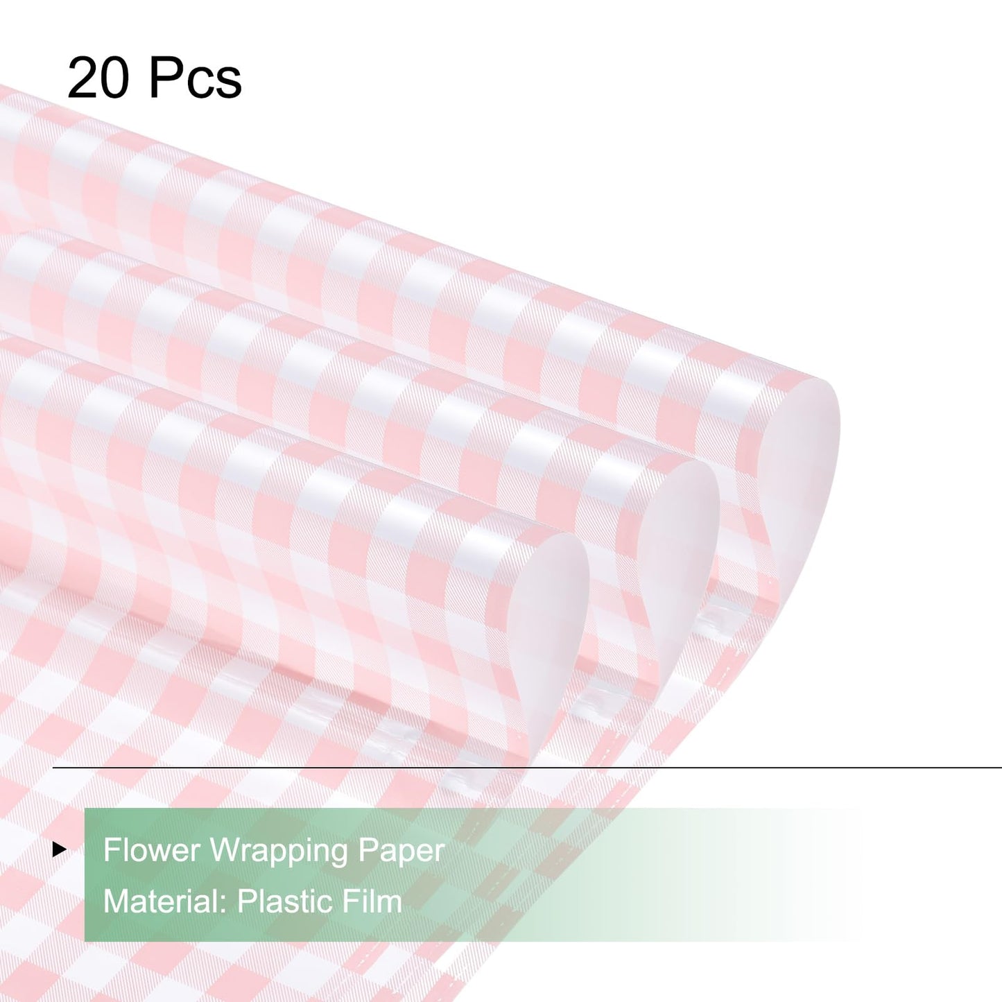 MECCANIXITY Flower Wrapping Paper Waterproof Floral Wrap Plaid Cream Pink Gift Packaging 22.8 x 22.8 Inch Used for DIY Crafts Bouquet Packaging 20 Pcs