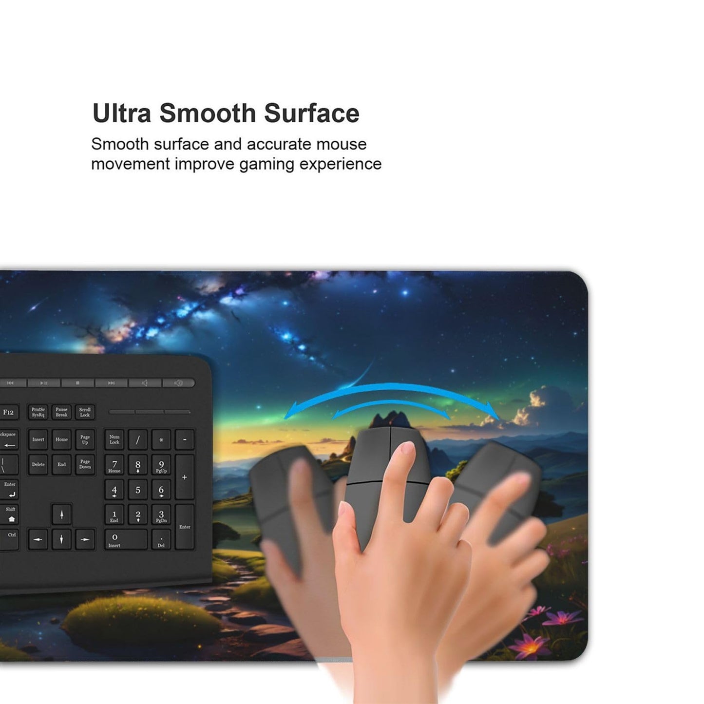 OnengMu XXL Gaming Mouse Pad 35.4x15.7 inch, Landscape Anime Theme Desk Mat,Large Mousepad for Wireless Mouse Office Desk Accessories (Green Meadow)