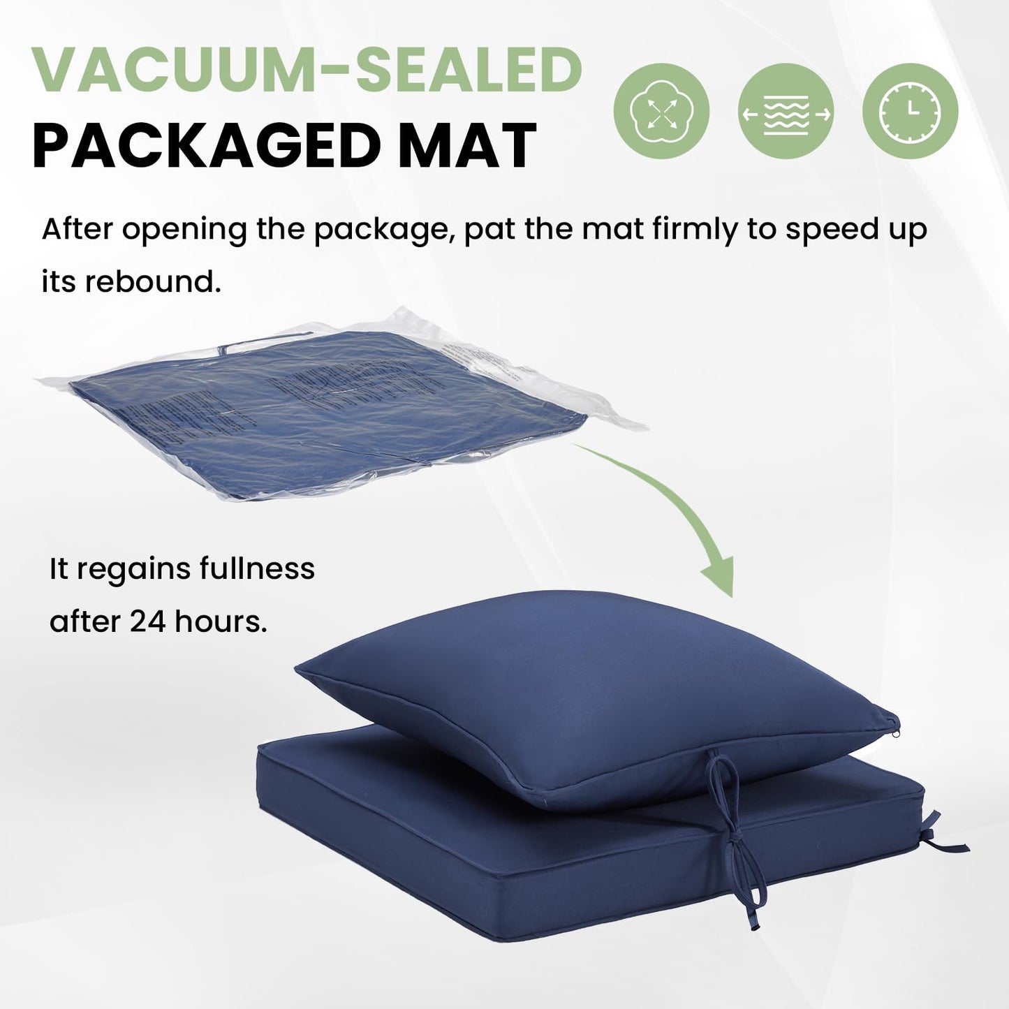 Soohow Outdoor Chair Cushions Set of 4, 24"× 24" Outdoor Sofa Replacement Cushions with Removable Cover for Patio Furniture, Navy