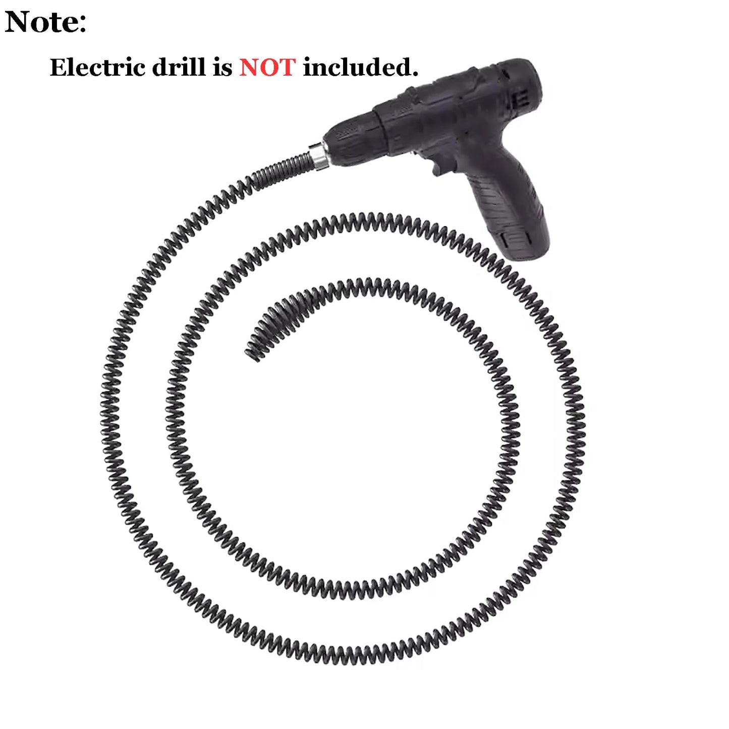 10mm Heavy-Duty Drain Auger Snake Cable with Drill Adapter - 6.5Ft/2M Flexible Plumbing Clog Remover for Kitchen, Bathroom, Toilet, Shower Sink & Pipe
