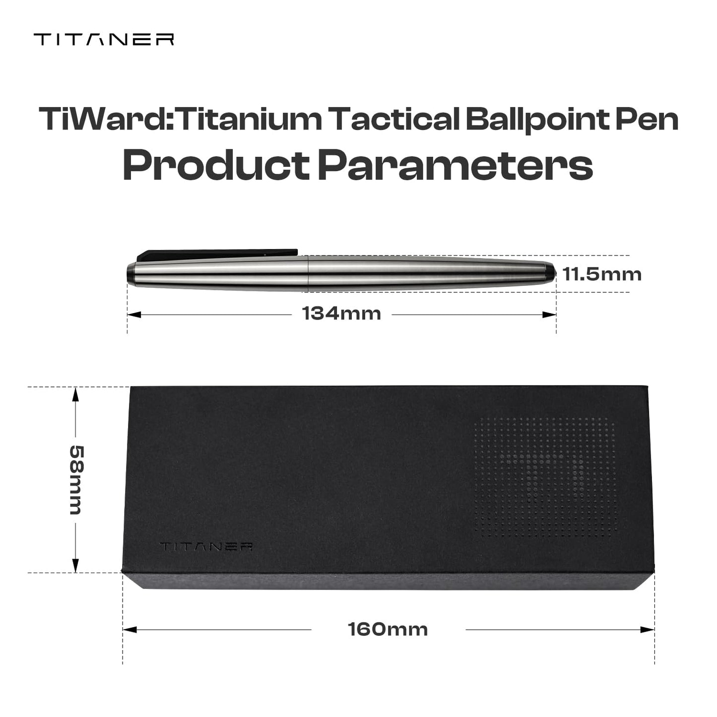 TITANER TiWard:Titanium Tactical Ballpoint Pen - Professional EDC Writing Tool Compatible with Multiple Refill for Signature Business Writing Journaling for Gifts or Collectibles.(Titanium)
