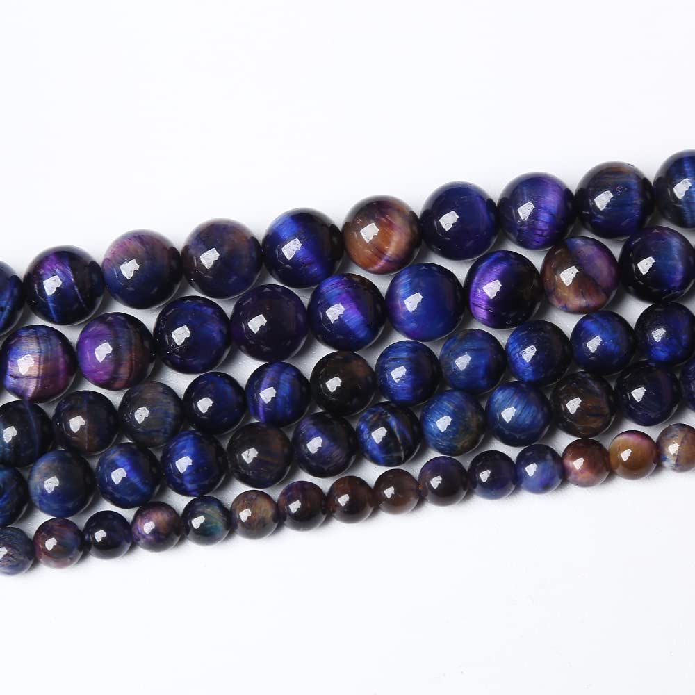 61pcs 6mm AAA Natural Tiger Eye Stone Beads Gemstone Round Spacer Loose Beads for Jewelry Making DIY Bracelet,Necklace, Earrings