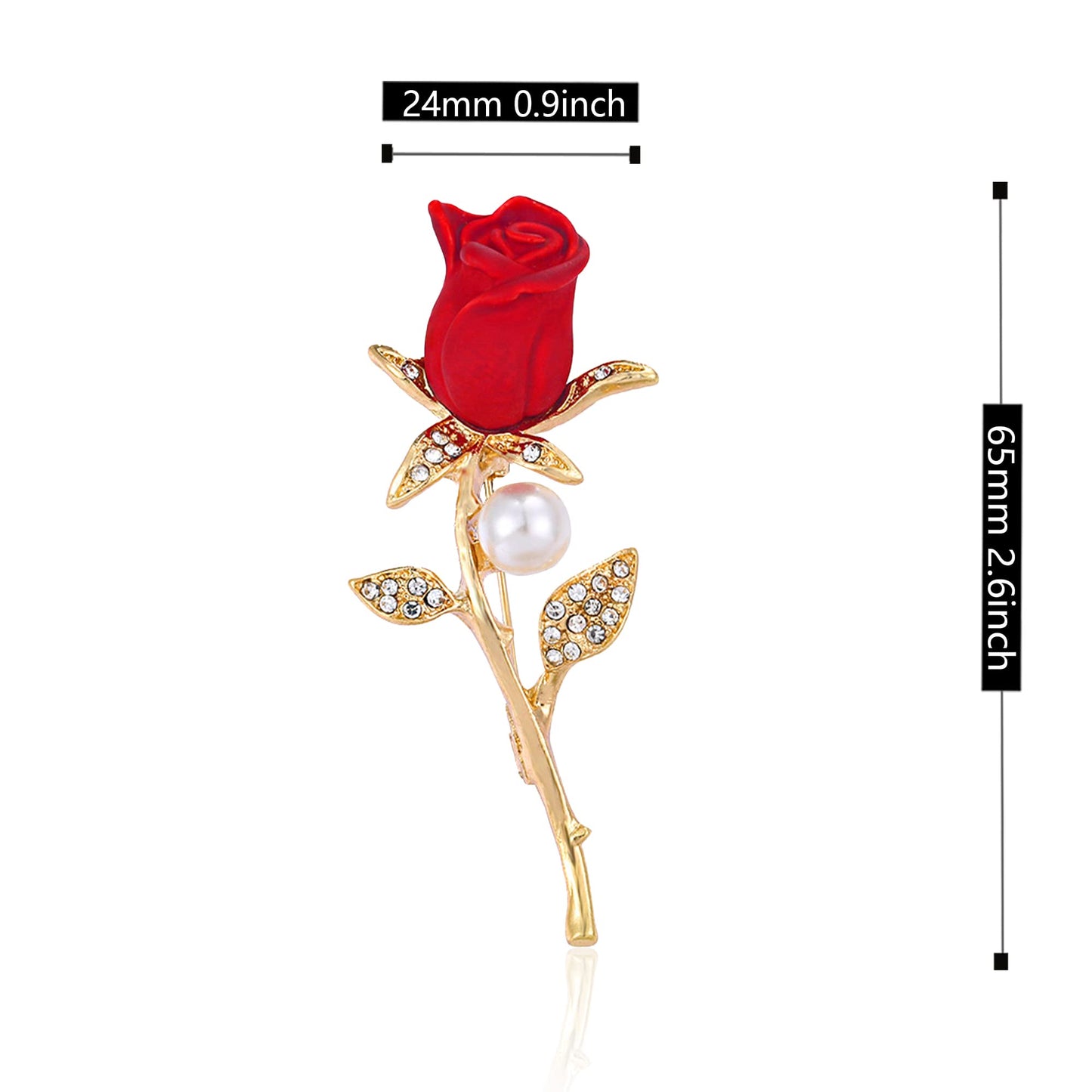 Seakuur Floral Elegant Red Rose Shape Brooch Pin for Women Mothers Day Accessory (C)