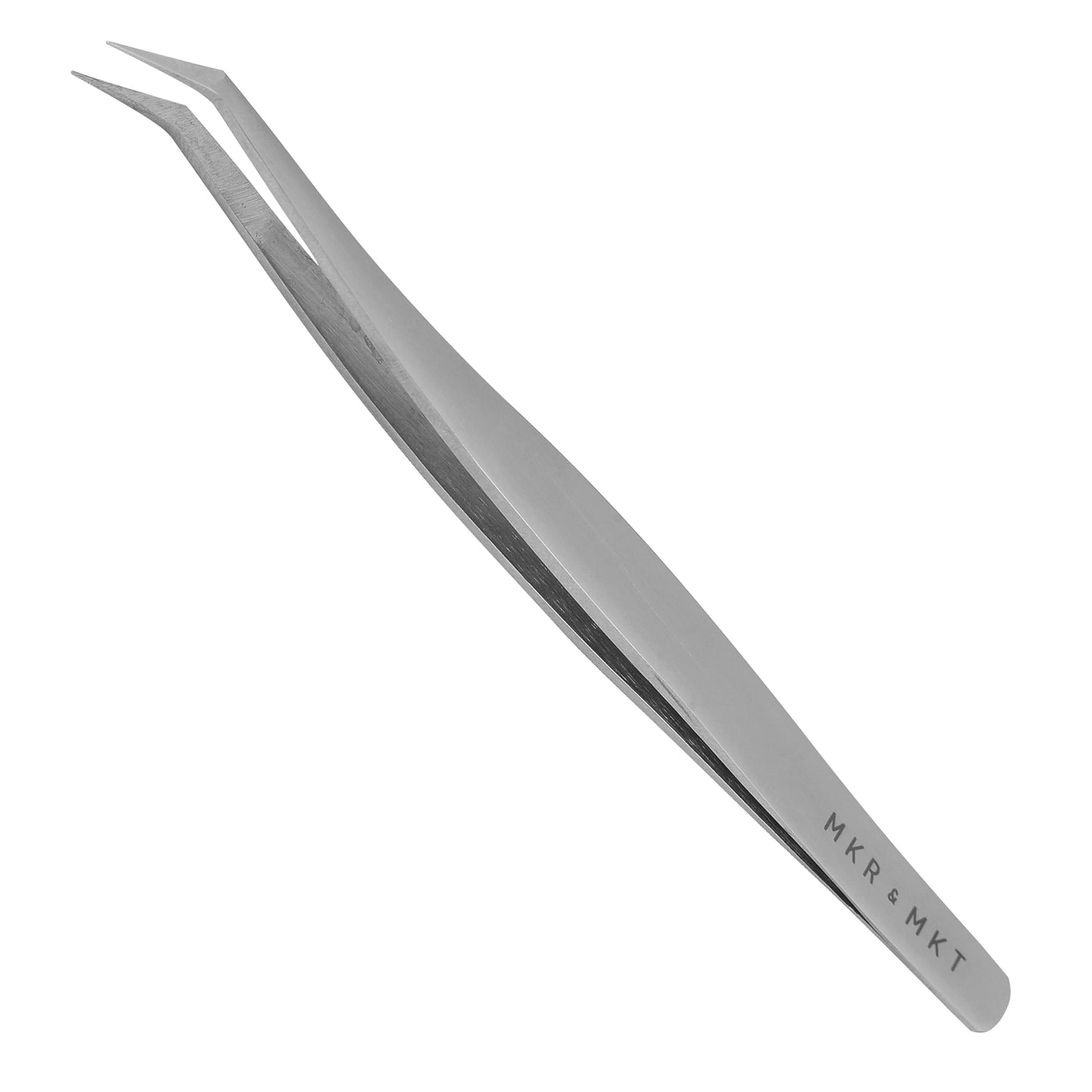 Small Precision Tweezers 4.5 Inch Set of 2 Kit - Mini Angled and Fine Needlepoint Tips with Pouch Sleeve for Embroidery, Jewelery, Beading, Thread, Knitting, Sewing, Arts & Craft (Satin)