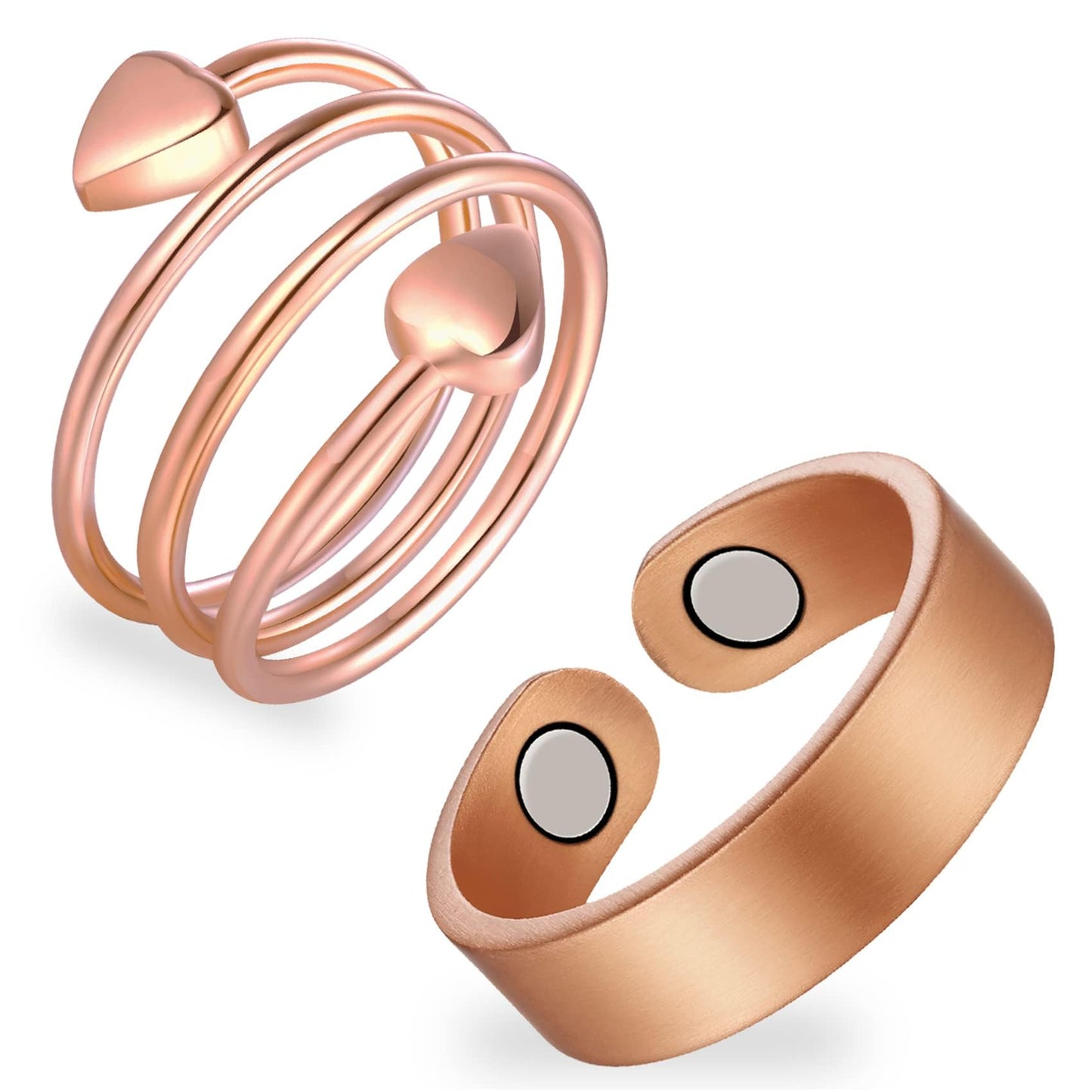Feraco 2PCS Copper Rings for Women,Magnetic Thumb Ring with Magnets,Lymphatic Jewelry Gifts for Womens
