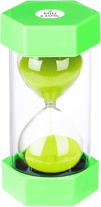 SuLiao Hourglass Timer Sand Clock 2 Minute： Colorful Sand Timer 2 Minute, Small Green SandWatch 2 Min, Plastic Hour Glass Sandglass for Kids, Games, Decor, Classroom, Kitchen, Toothbrush
