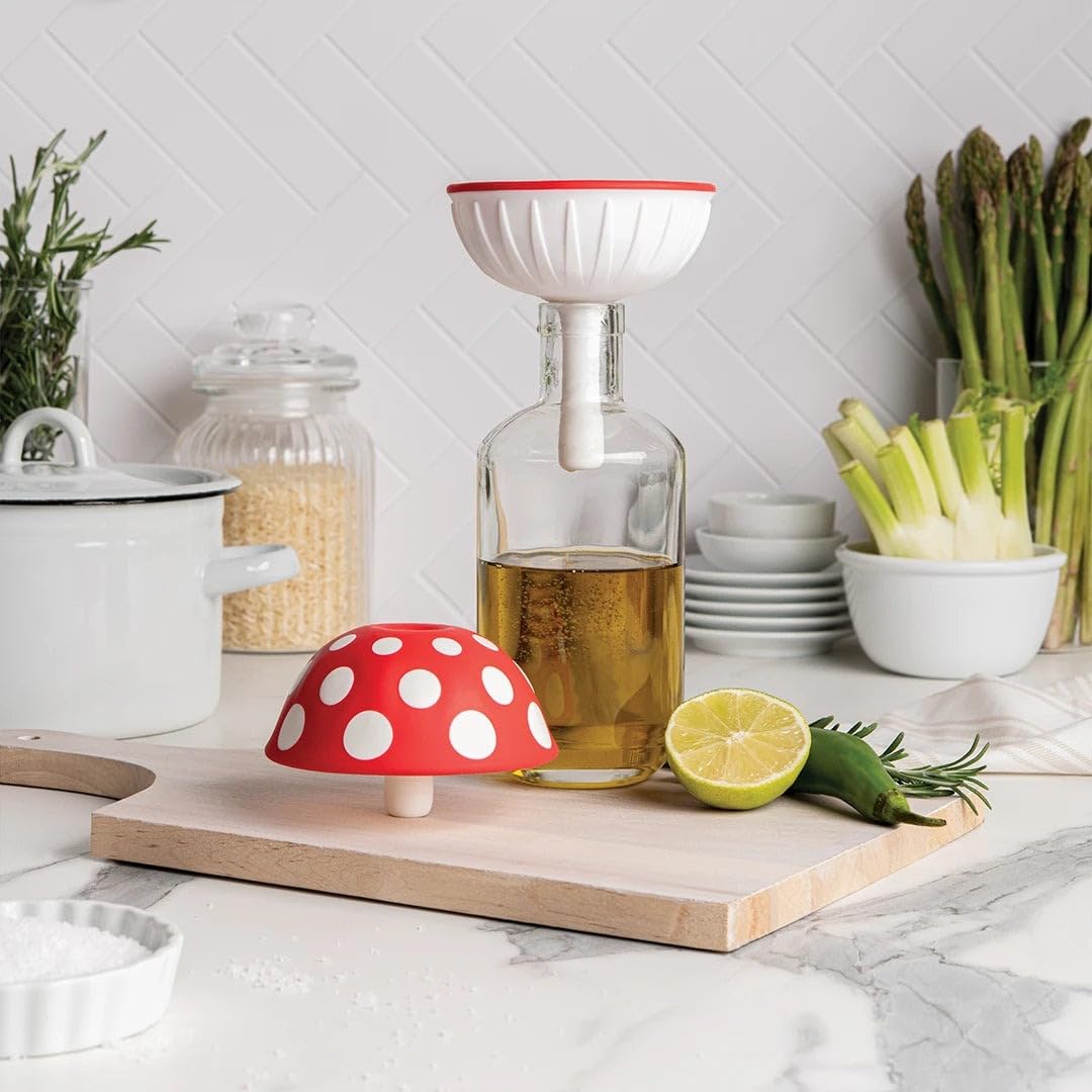 OTOTO Mushroom - Foldable Small Kitchen Funnel with Wide Mouth for Jars. Bottle Liquid Transfer - Silicone, 100% Food Safe, BPA Free, Dishwasher Safe