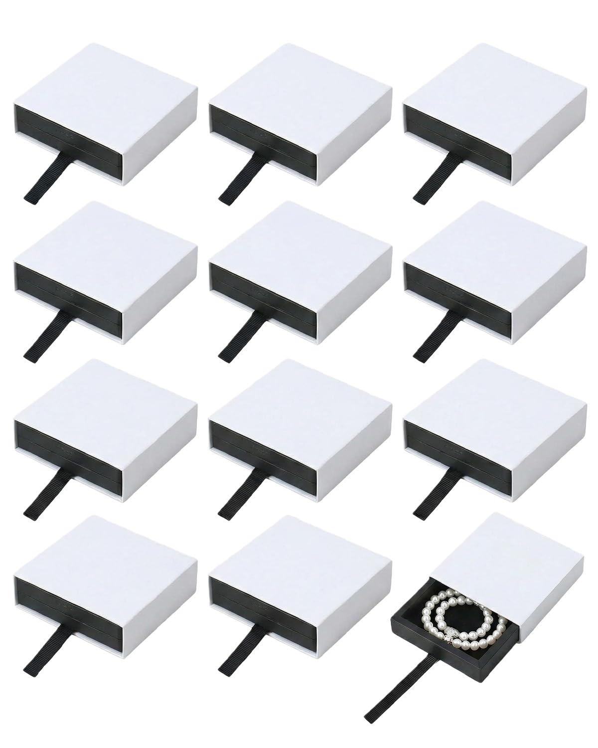 Zitonyang Small Gift Boxes, 12 Pack Floating Display Case Jewelry Gift Boxes Floating Frame Display Stand, Small Jewelry Box Necklace Gift Box For Bracelets Earrings Necklaces Jewelry (White)