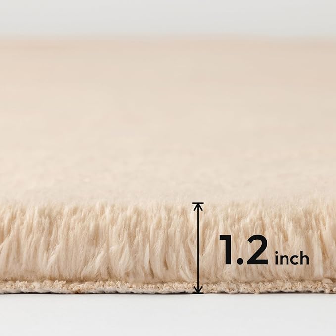 Ashler Faux Fur Rug, Upgraded Soft Faux Rabbit Fur, Beige Area Rugs, 2 x 3 Feet, Machine Washable Nursery Decor Throw Rugs for Bedroom, Kids Room, Living Room
