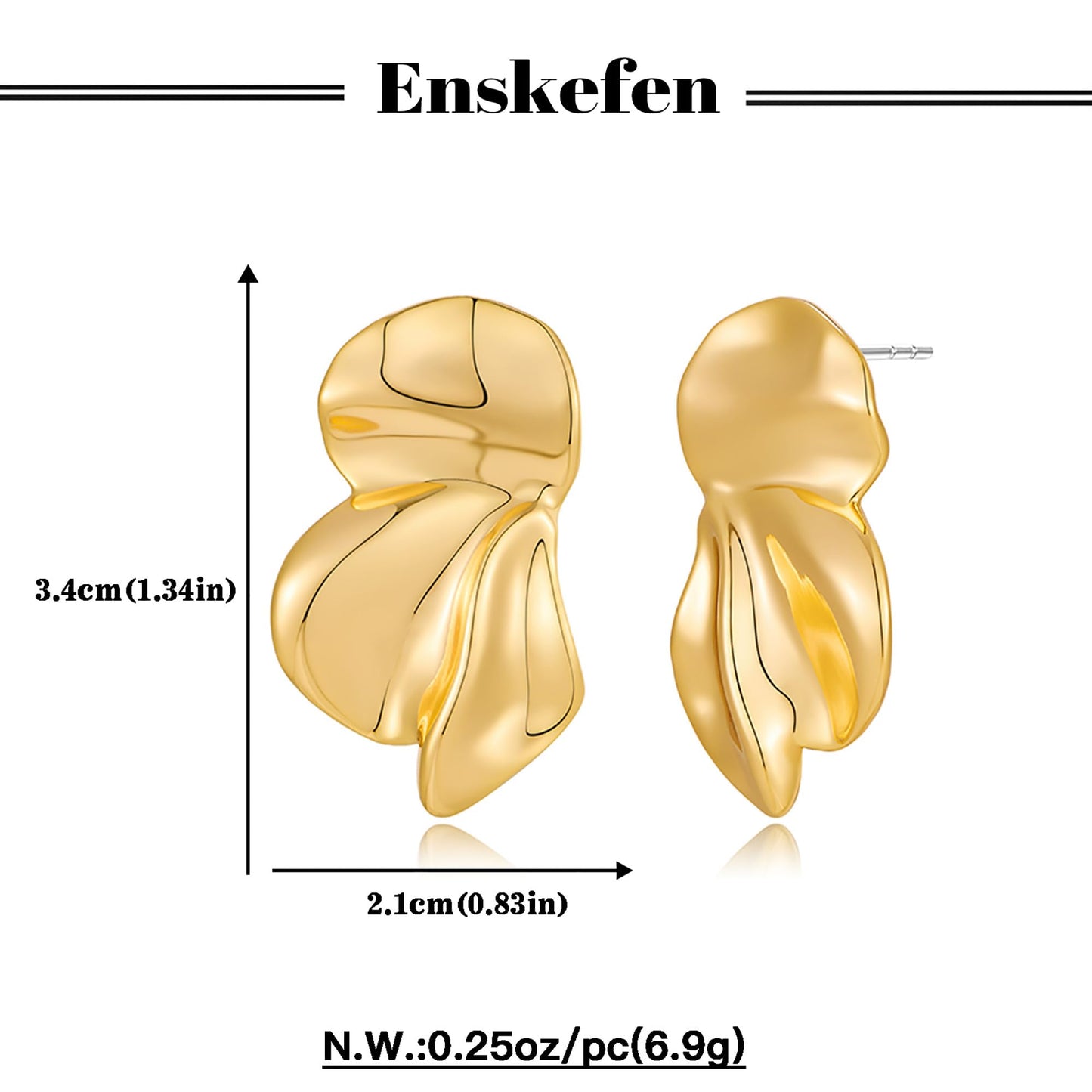 ENSKEFEN Gold Flower Earrings for Women Chunky Irregular Floral Statement Earrings Boho Summer Fashion Jewelry