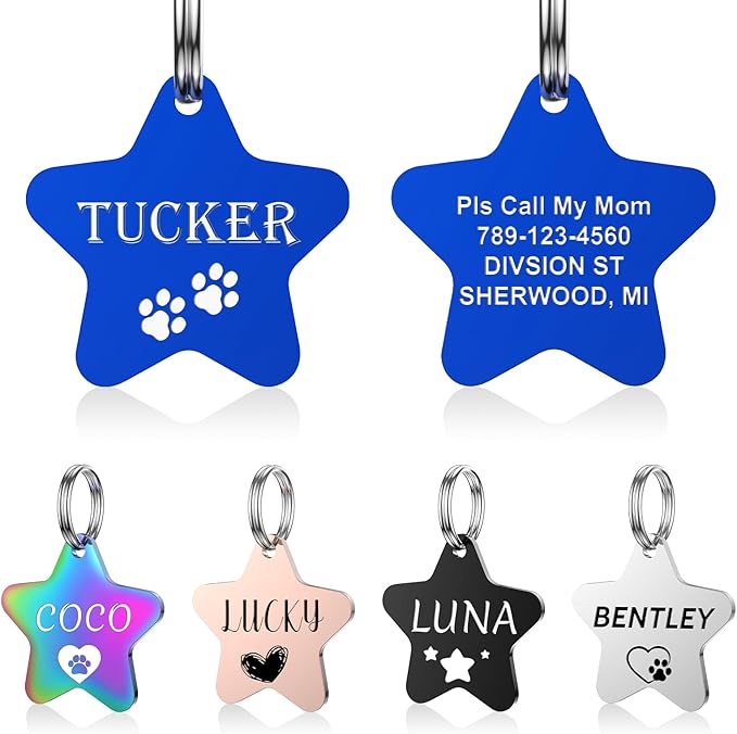 YEHANTI Personalized Dog Tags Engraved for Pets - Stainless Steel Custom Dog Cat Tag with Various Cute and Beautiful Icons, Double Sided Engraved Pet ID Tags Dog Name Tag, Bone